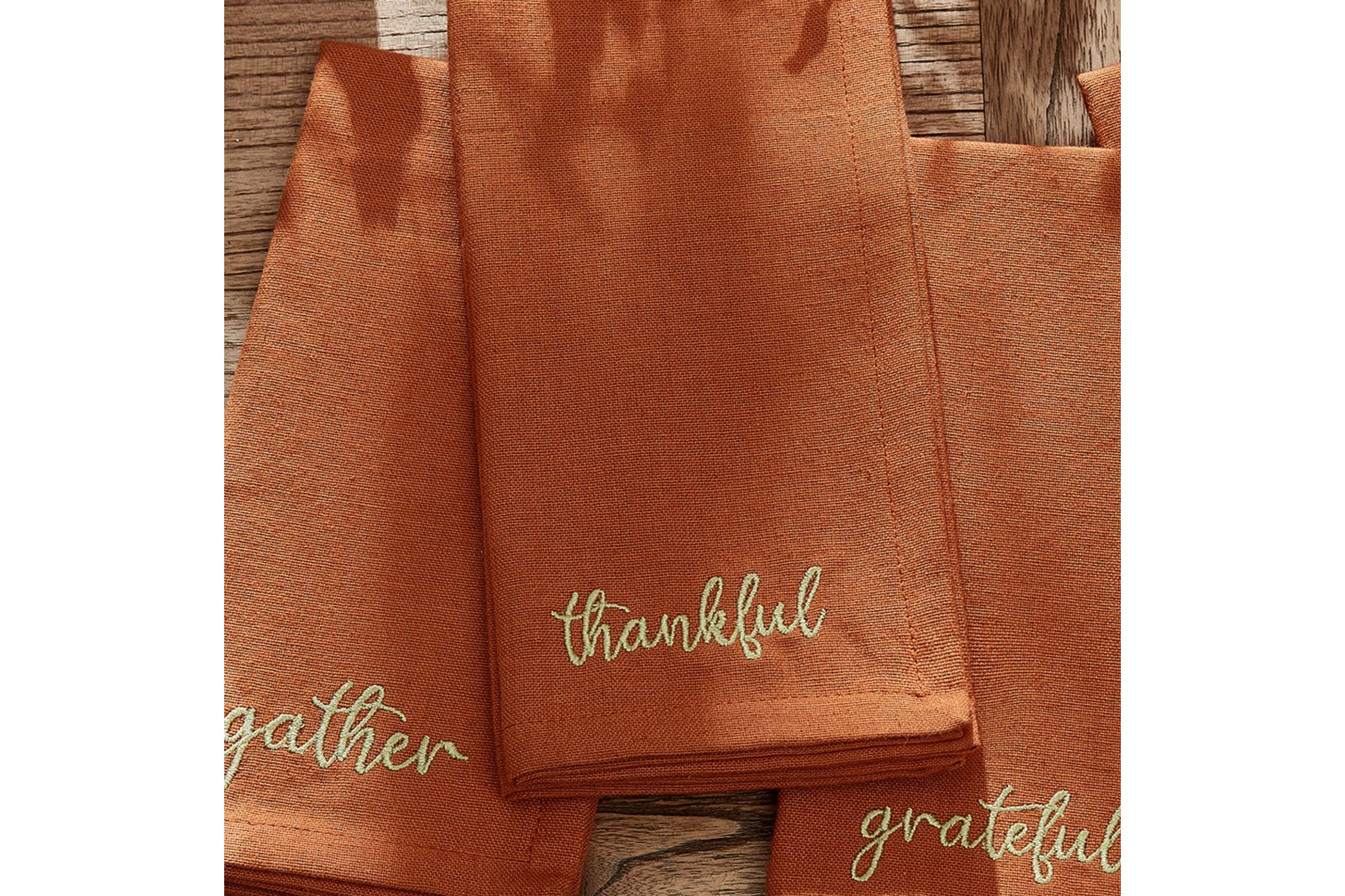 Harvest Sentiment Embroidered Napkins, Set of 4