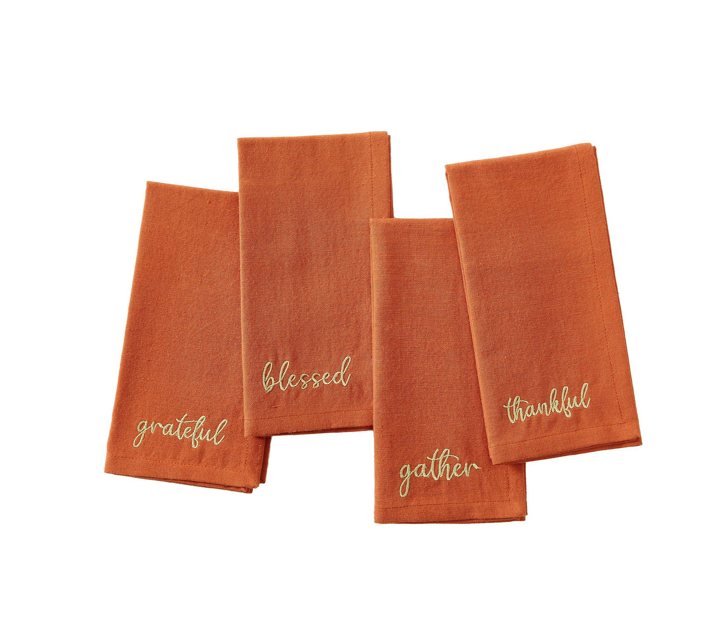 Harvest Sentiment Embroidered Napkins, Set of 4