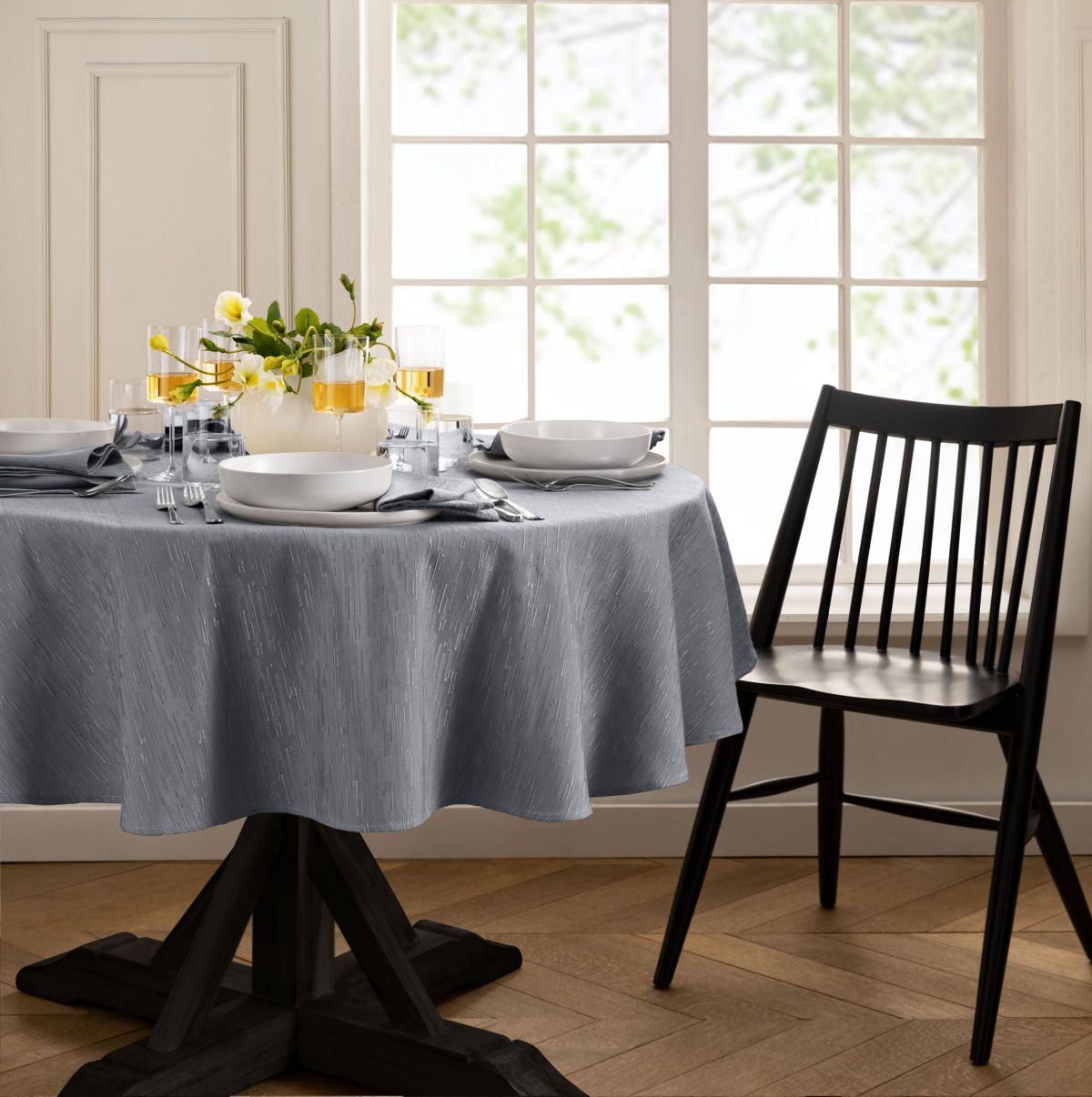 Continental Solid Texture Water and Stain Resistant Tablecloth - Round/Oval