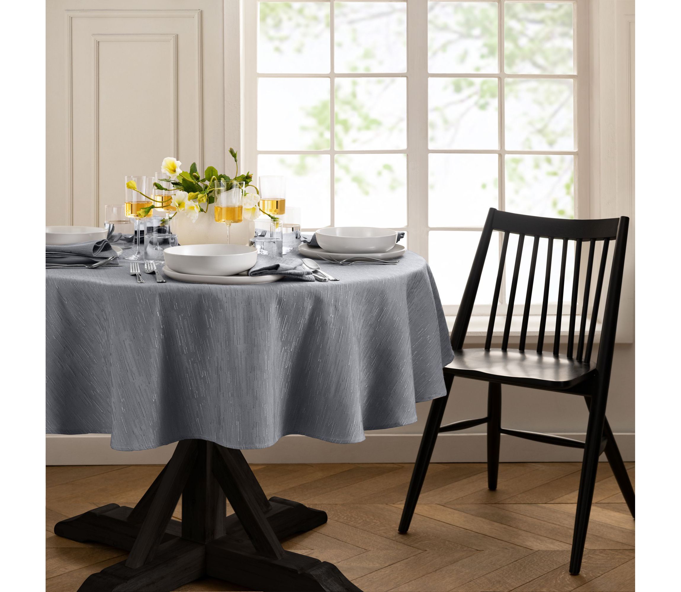Continental Solid Texture Water and Stain Resistant Tablecloth