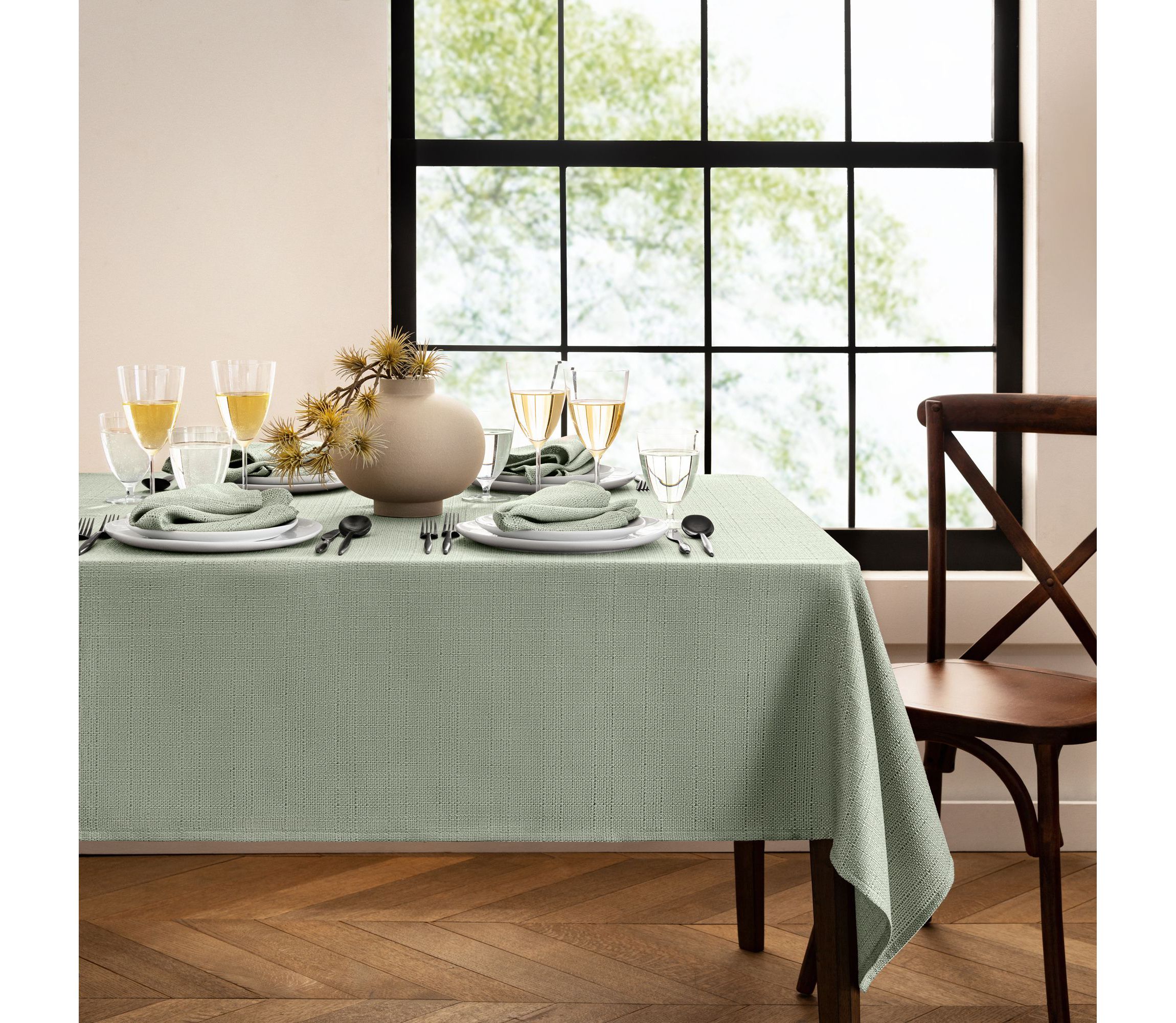Laurel Solid Texture Water and Stain Resistant Tablecloth