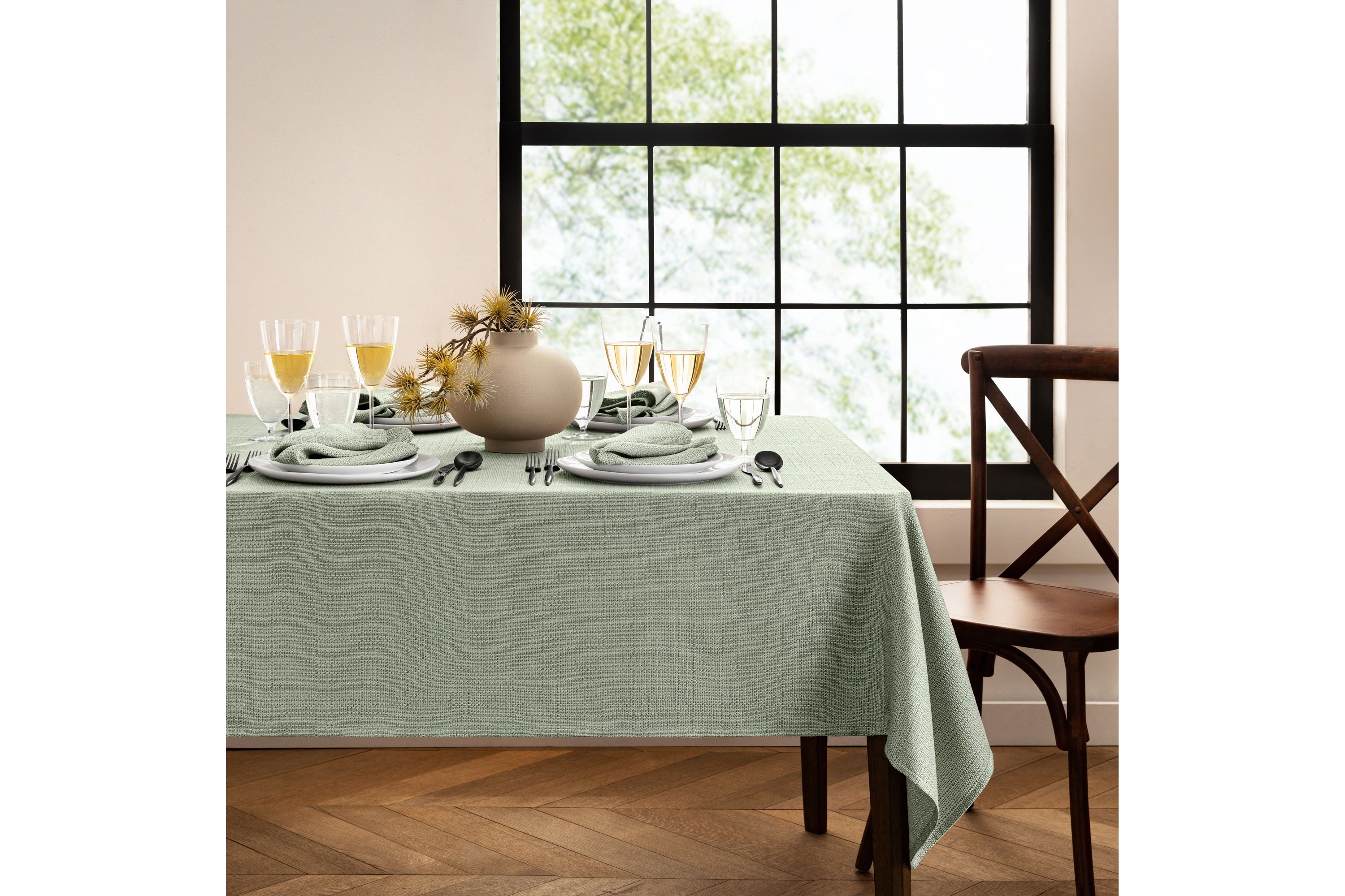Laurel Solid Texture Water and Stain Resistant Tablecloth