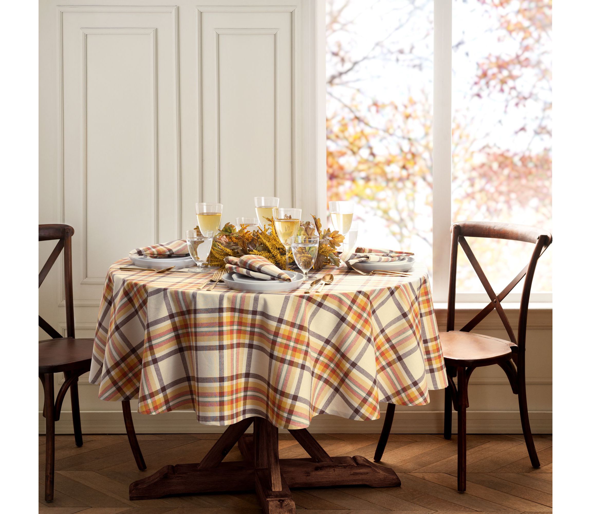 Russet Harvest Woven Plaid Tablecloth - Round/Oval