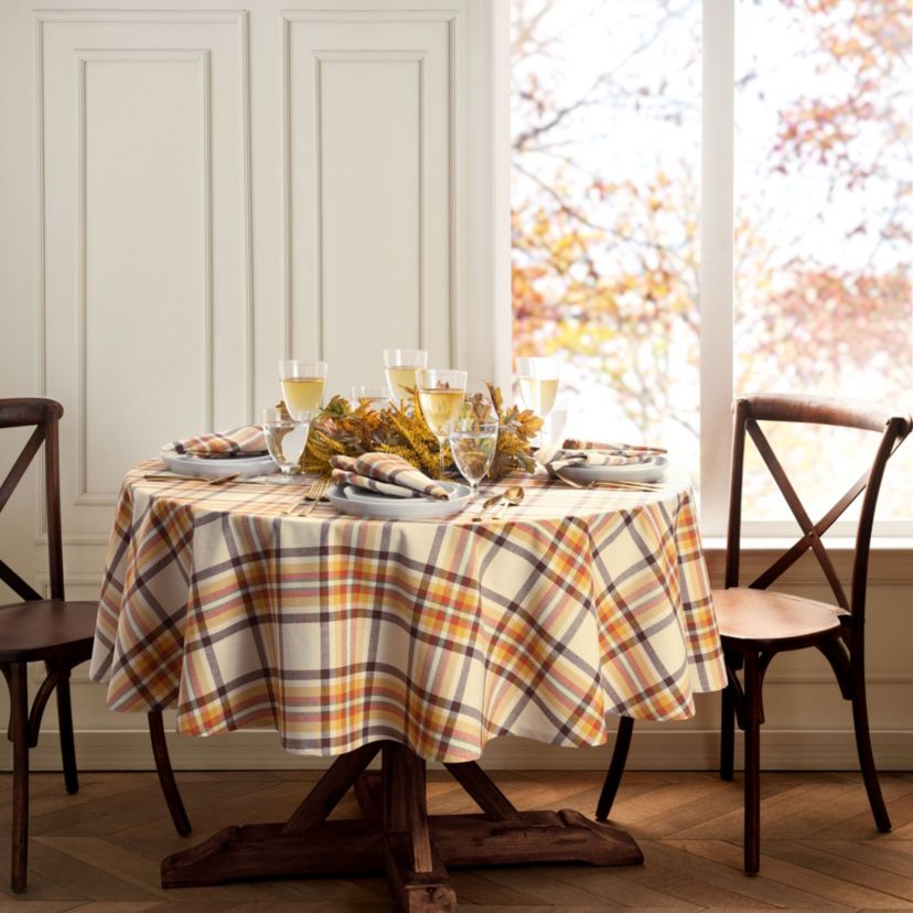 Russet Harvest Woven Plaid Tablecloth - Round/Oval