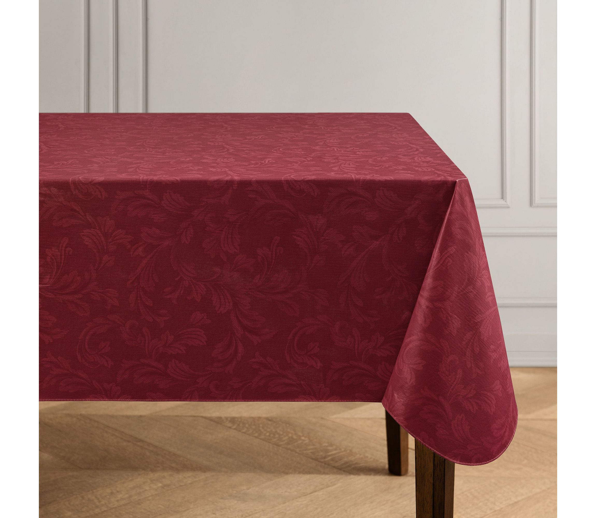 Camile Floral Scroll Damask Pattern Vinyl Indoor/Outdoor Tablecloth