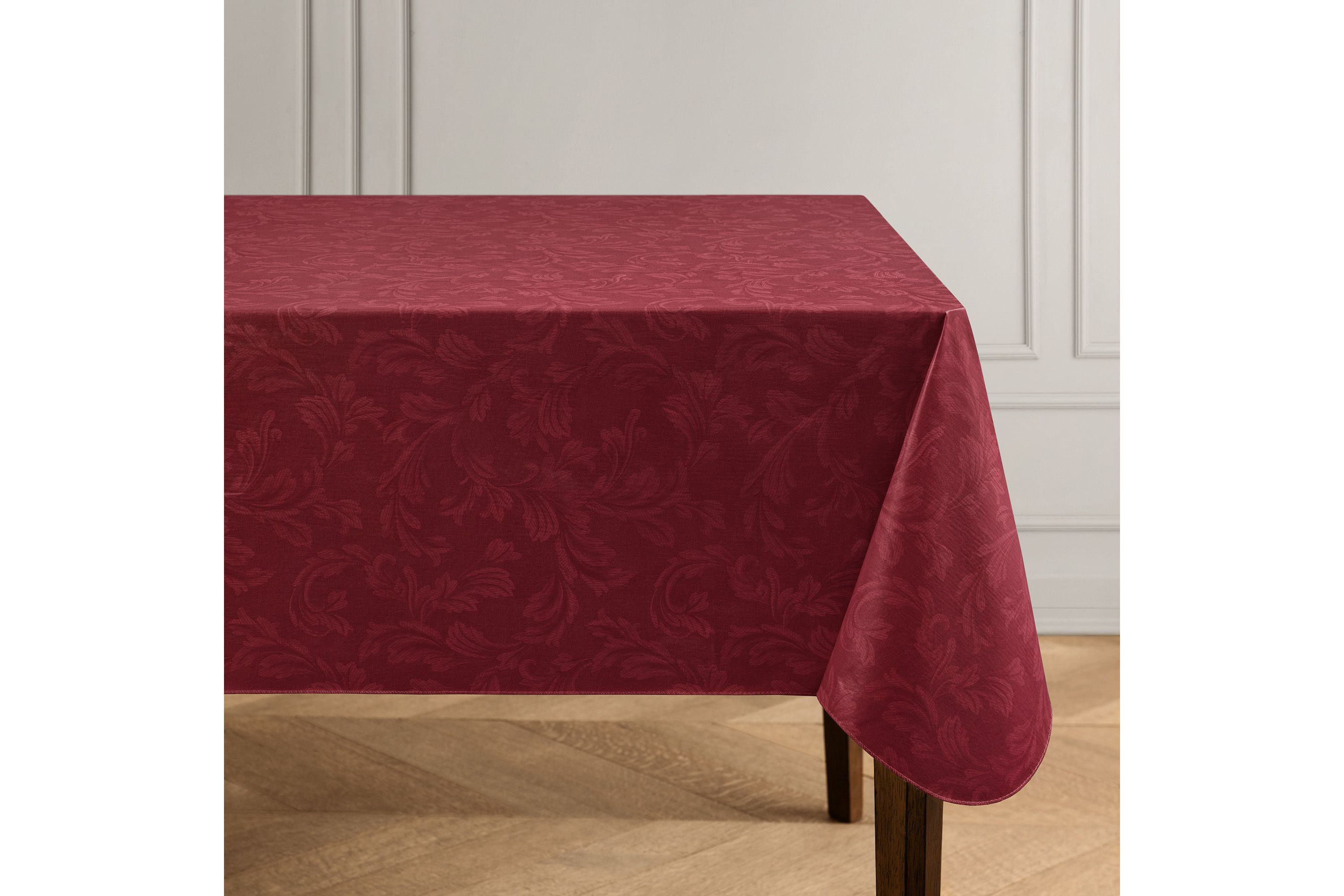 Camile Floral Scroll Damask Pattern Vinyl Indoor/Outdoor Tablecloth
