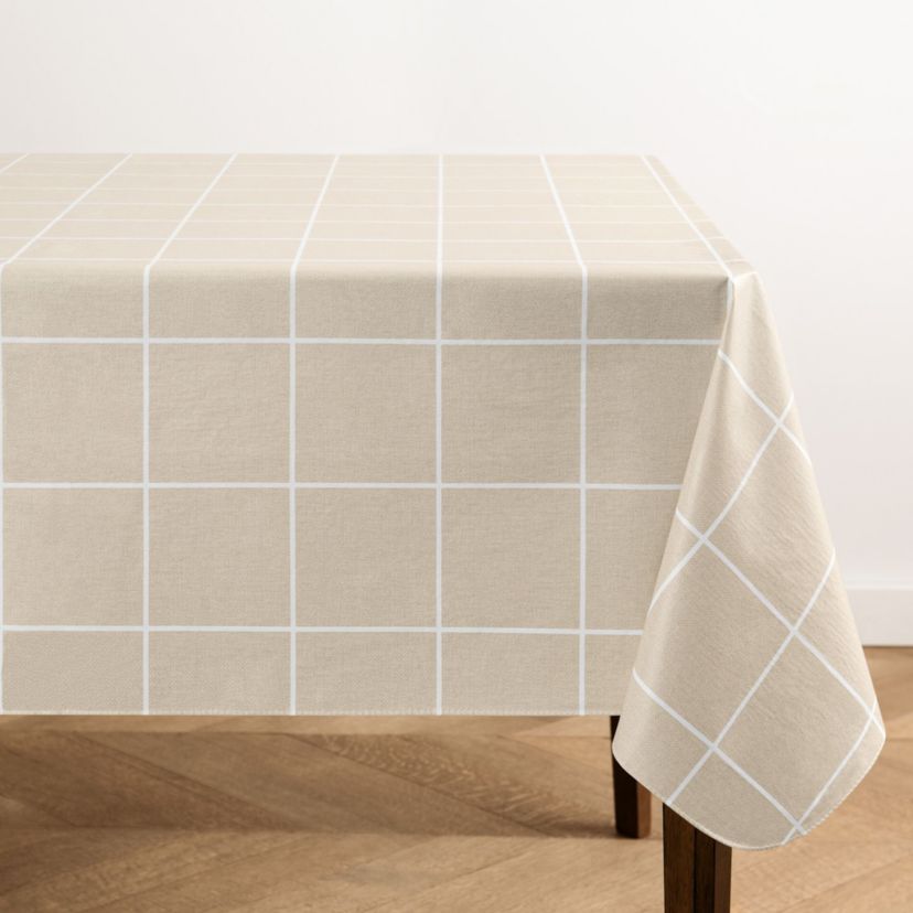 Windowpane Plaid Grid Printed Vinyl Indoor/Outdoor Tablecloth - Rectangle/Square