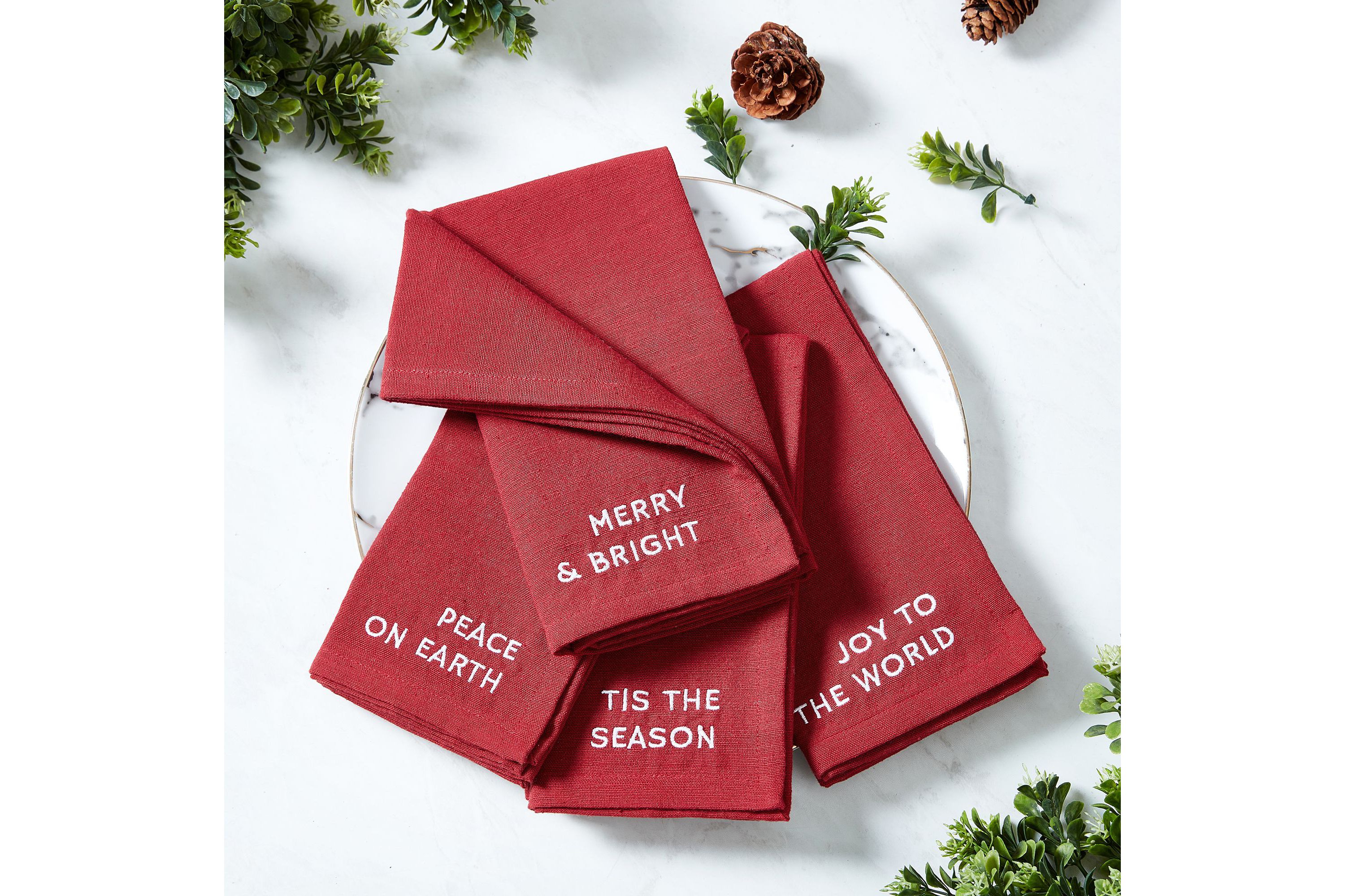 Joyful Sentiment Embroidered Napkins, Set of 4