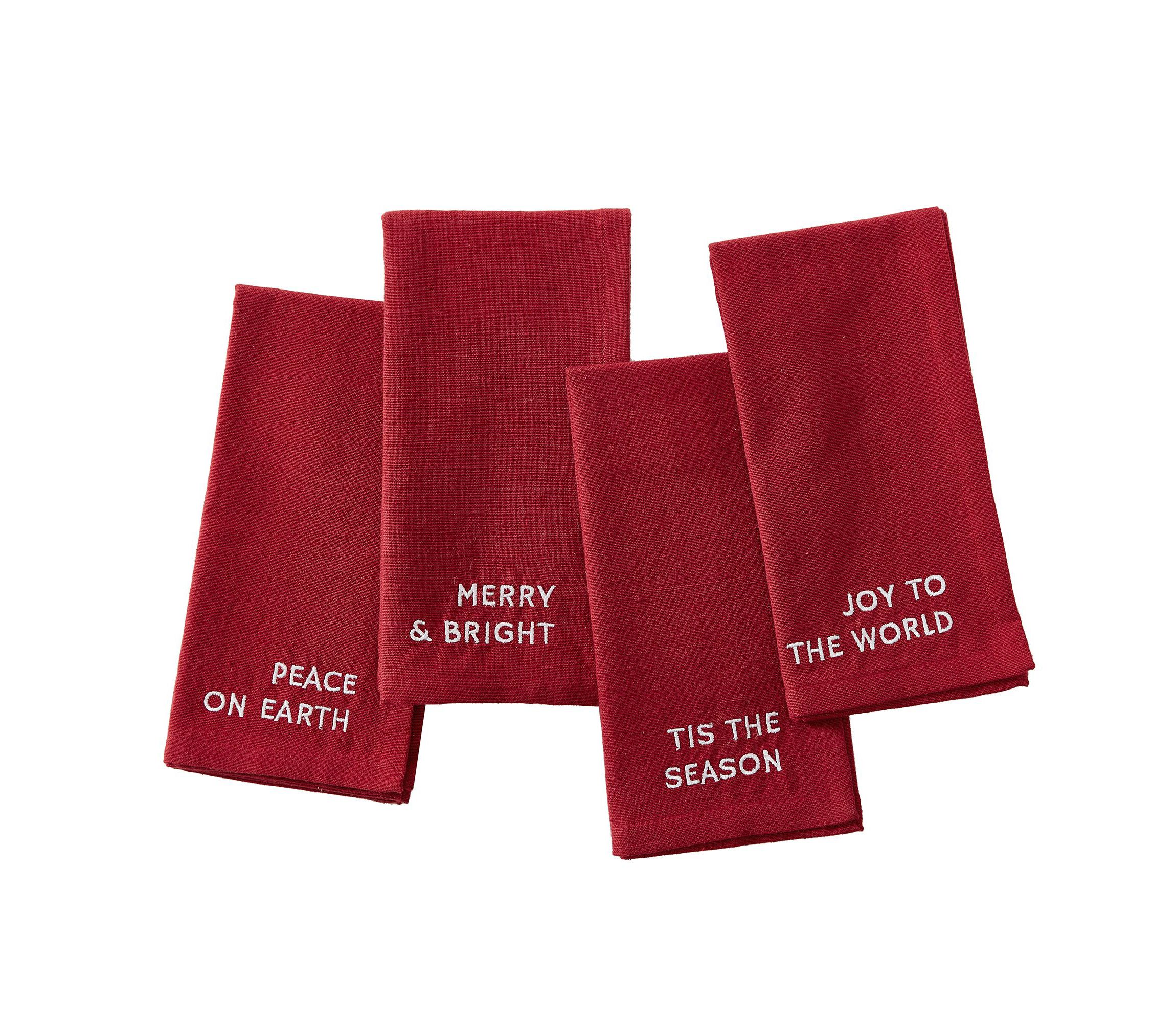 Joyful Sentiment Embroidered Napkins, Set of 4