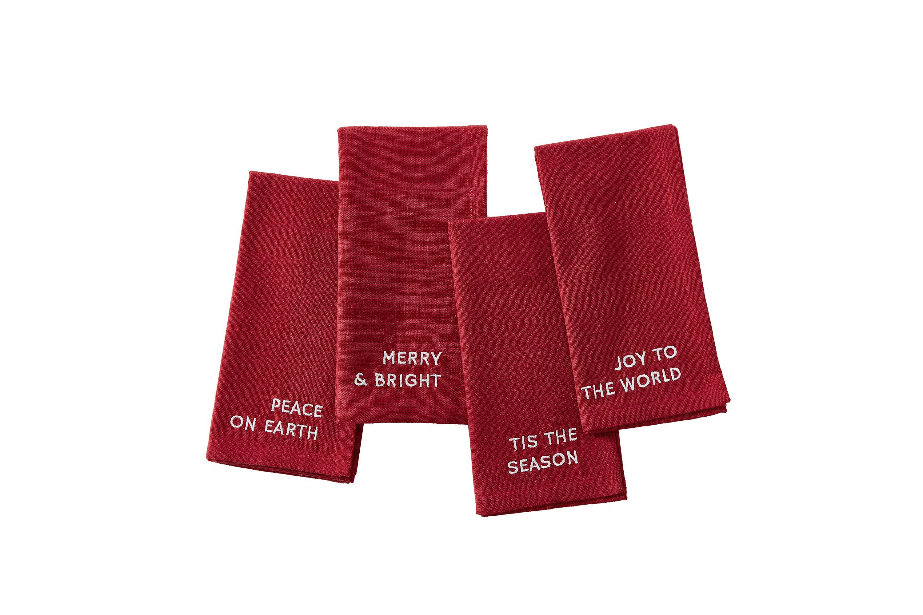 Joyful Sentiment Embroidered Napkins, Set of 4