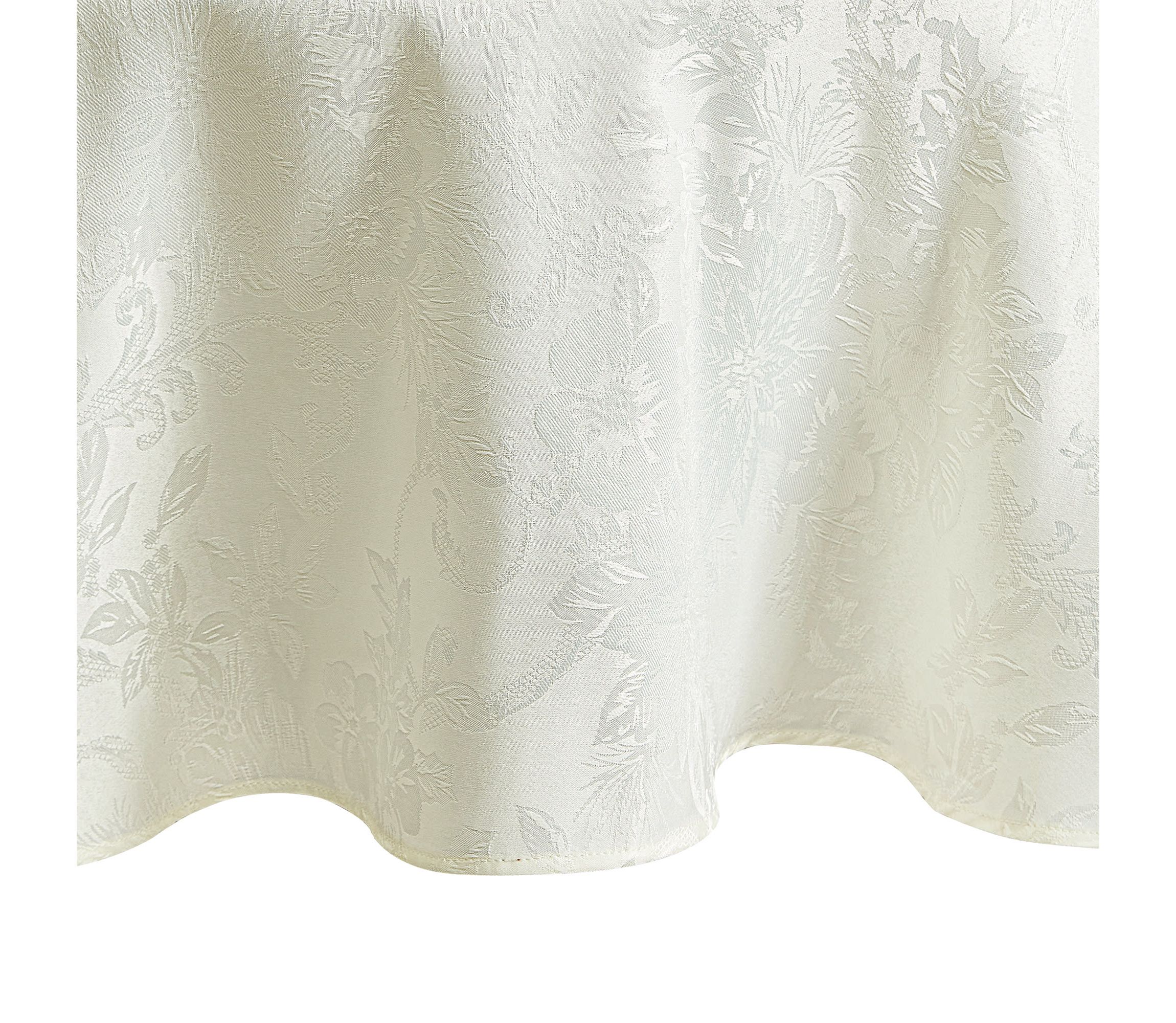 Poinsettia Elegance Jacquard Holiday Oval/Round Tablecloth