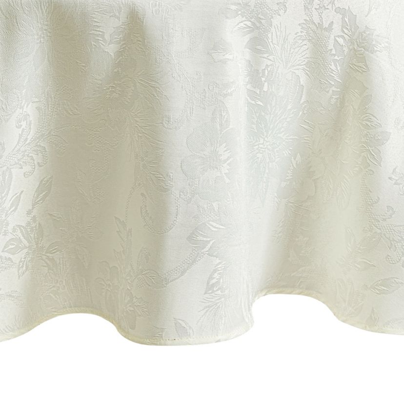 Poinsettia Elegance Jacquard Holiday Oval/Round Tablecloth