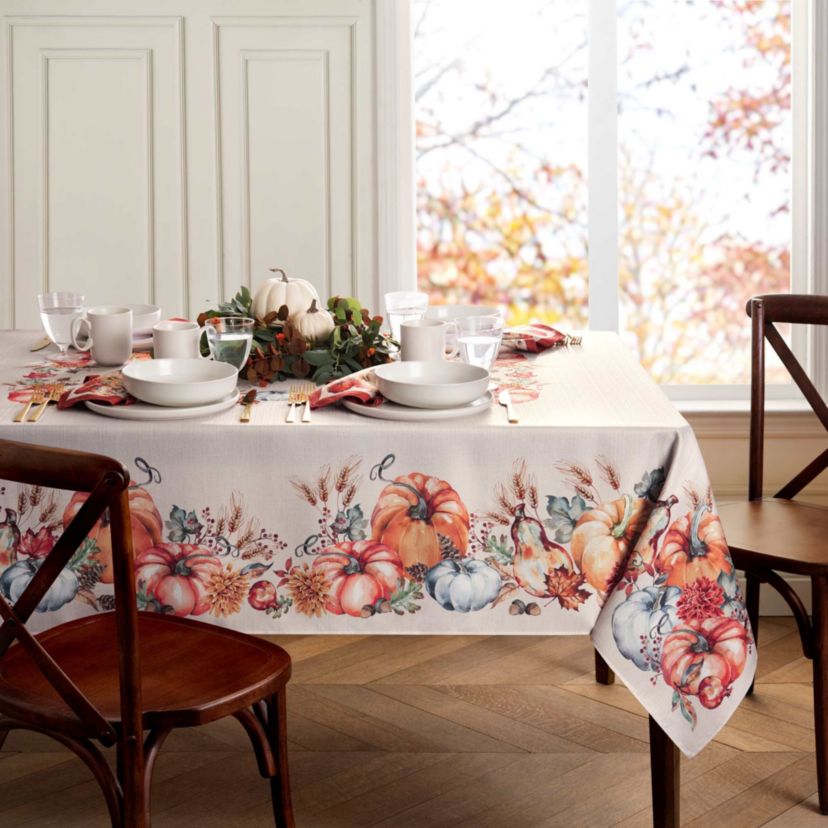 Botanical Harvest Pumpkin Engineered Rectangular Tablecloth