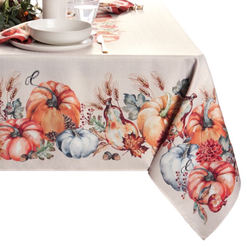 Botanical Harvest Pumpkin Engineered Rectangular Tablecloth