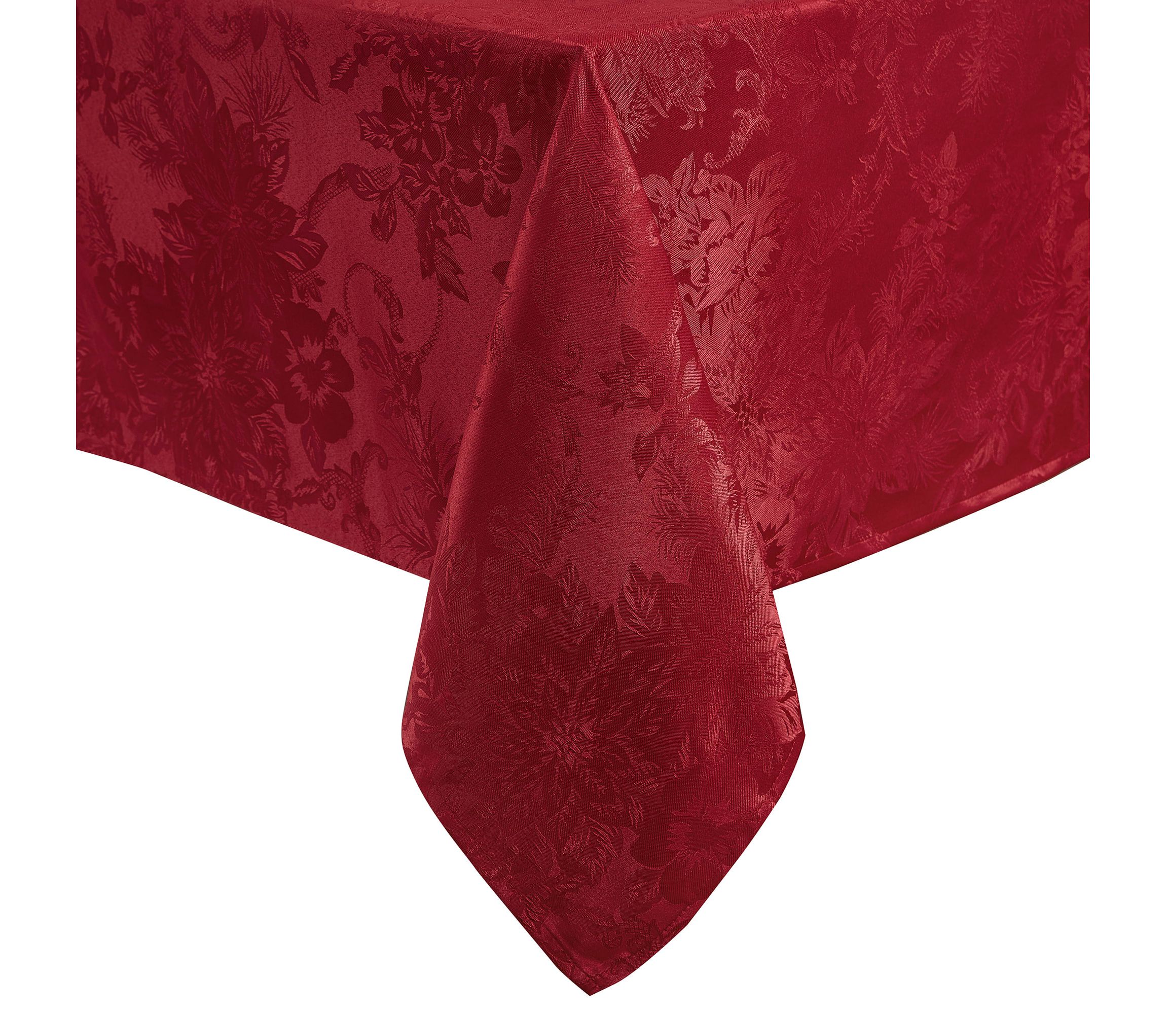 Poinsettia Elegance Jacquard Holiday Square/Rectangle Tablecloth