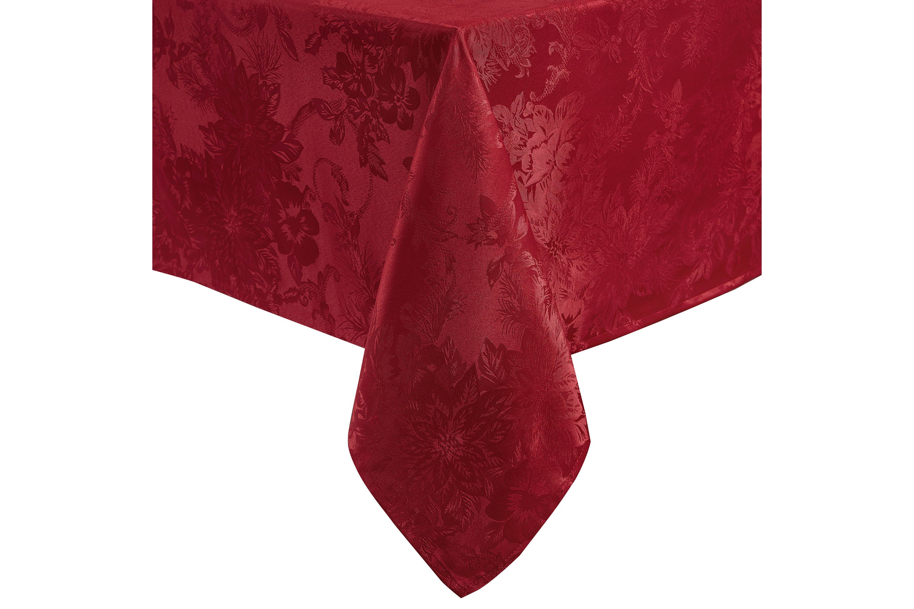 Poinsettia Elegance Jacquard Holiday Square/Rectangle Tablecloth