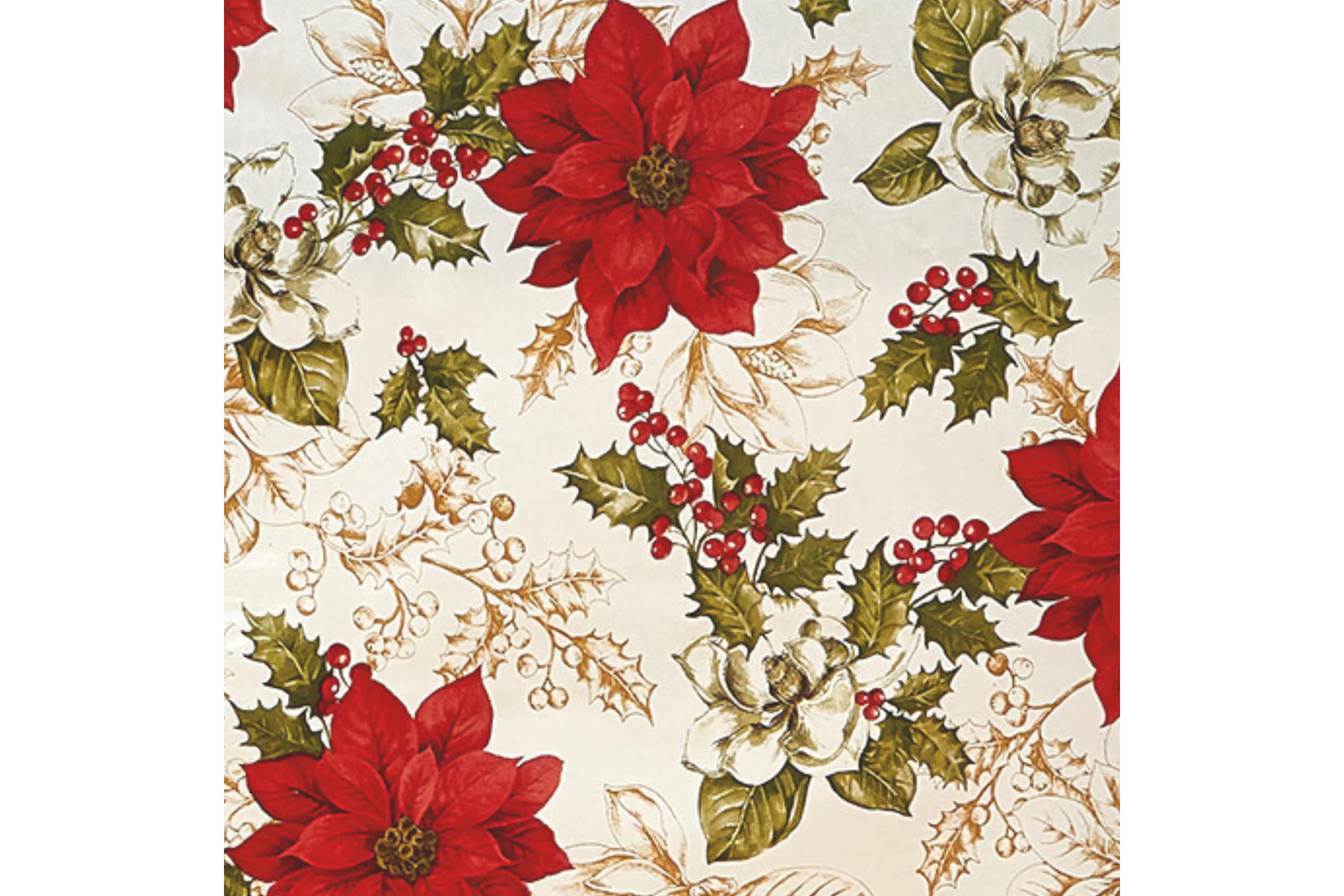 Poinsettia Grace Vinyl Tablecloth - Rectangle/Square