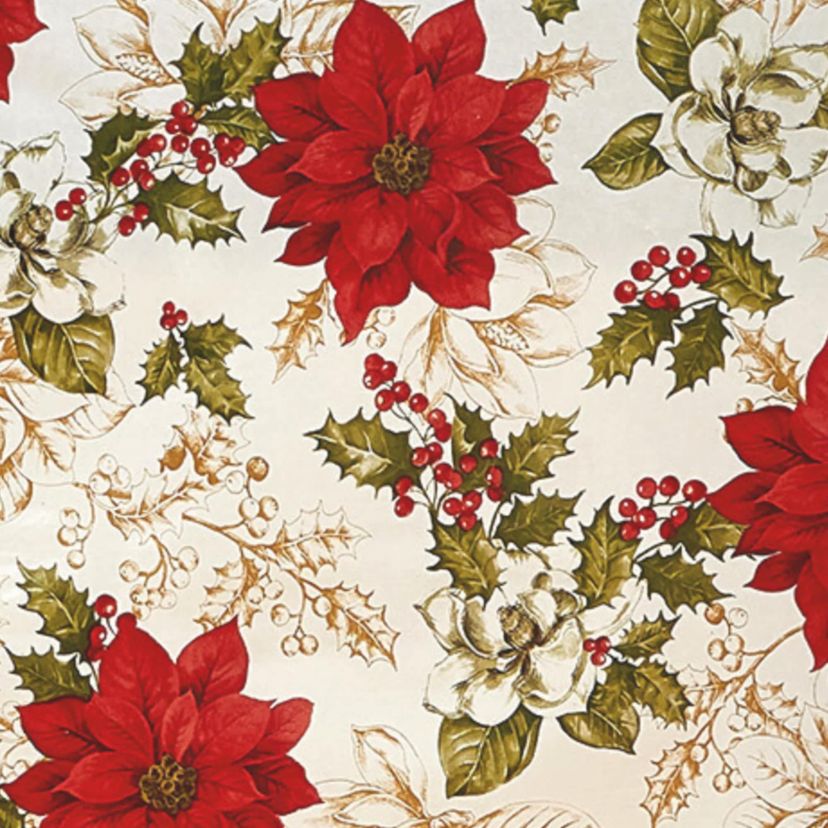 Poinsettia Grace Vinyl Tablecloth - Rectangle/Square