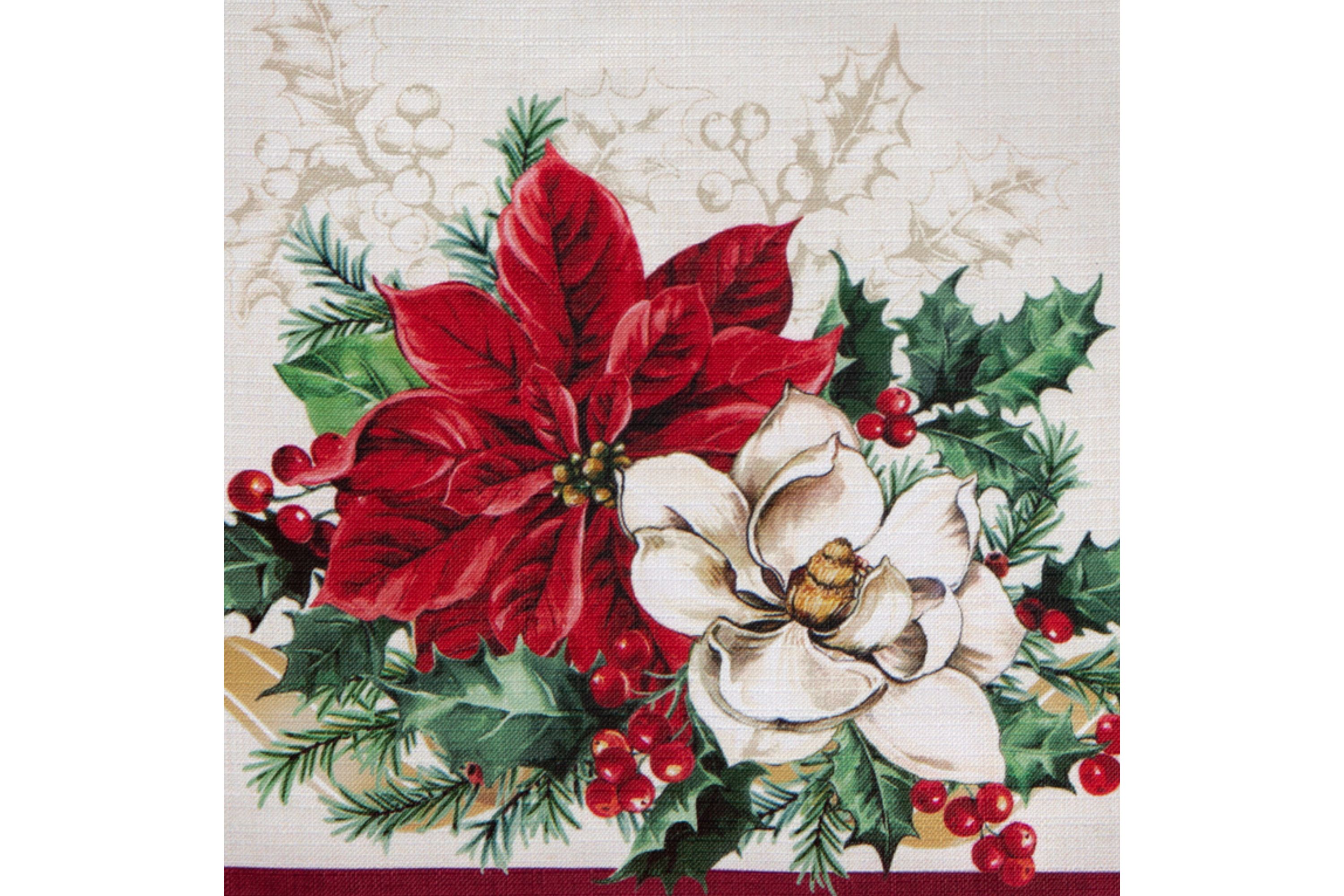 Poinsettia Garlands Engineered Rectangular Tablecloth