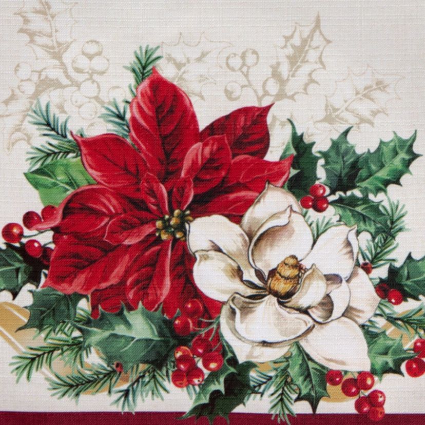 Poinsettia Garlands Engineered Rectangular Tablecloth