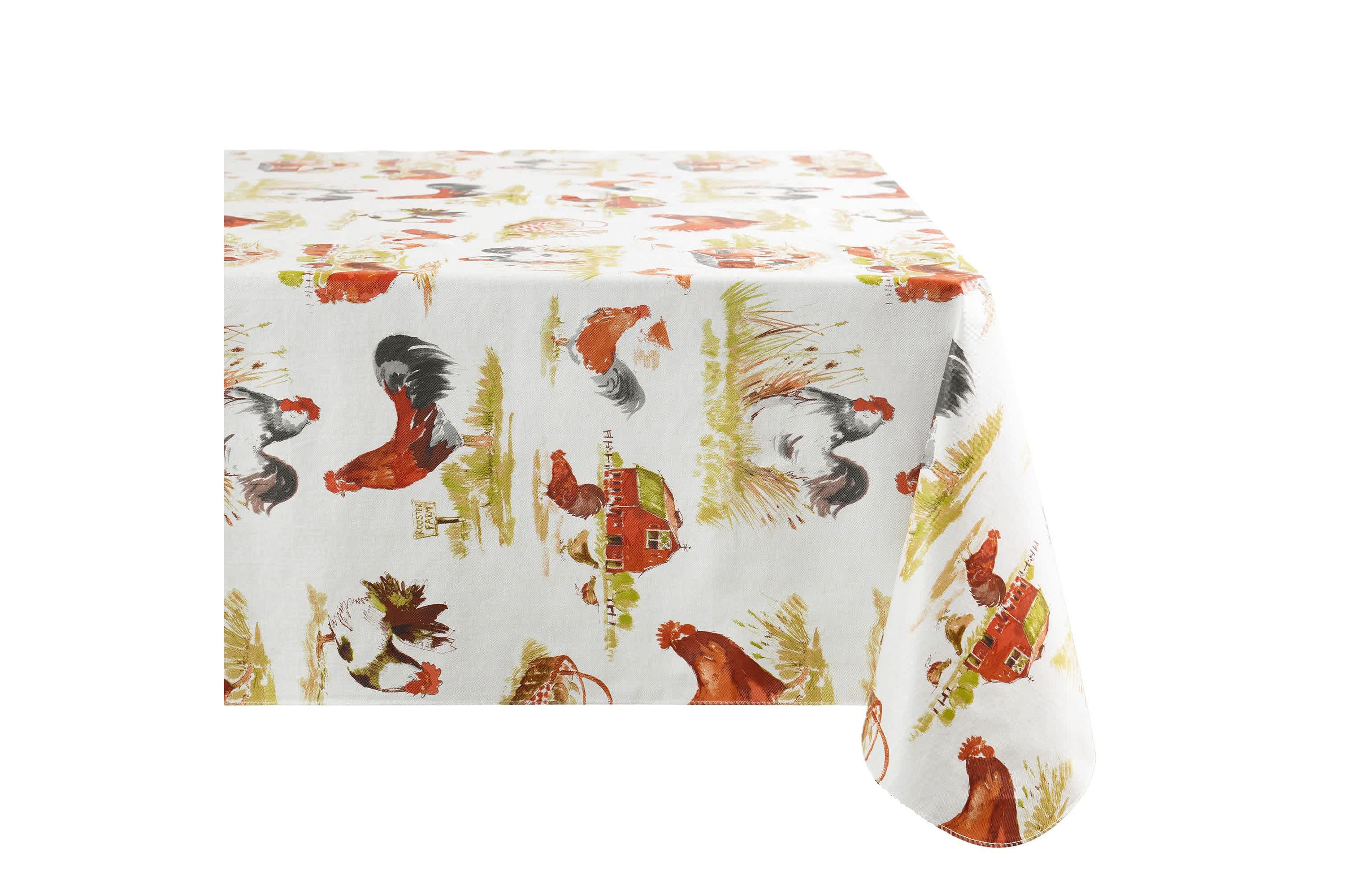 Vintage Rooster Farm Printed Vinyl Indoor/Outdoor Tablecloth - Rectangle/Square
