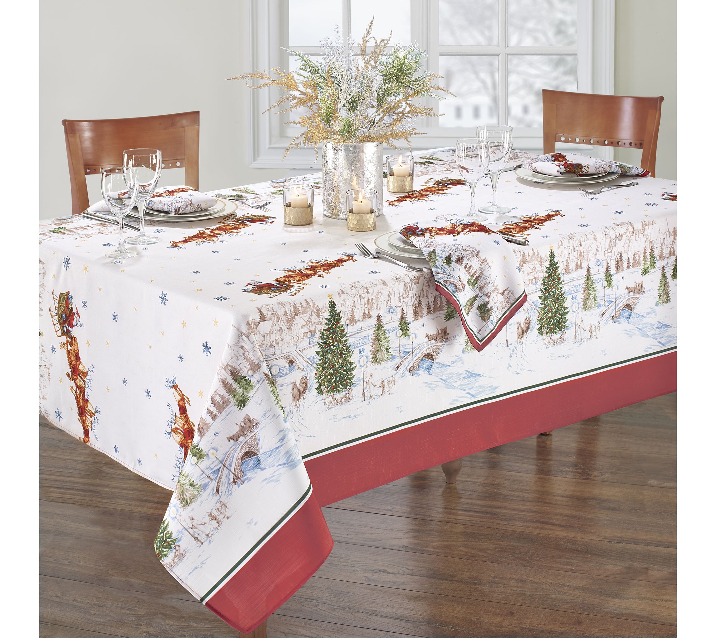 Santa’s Snowy Sleighride Rectangular Tablecloth