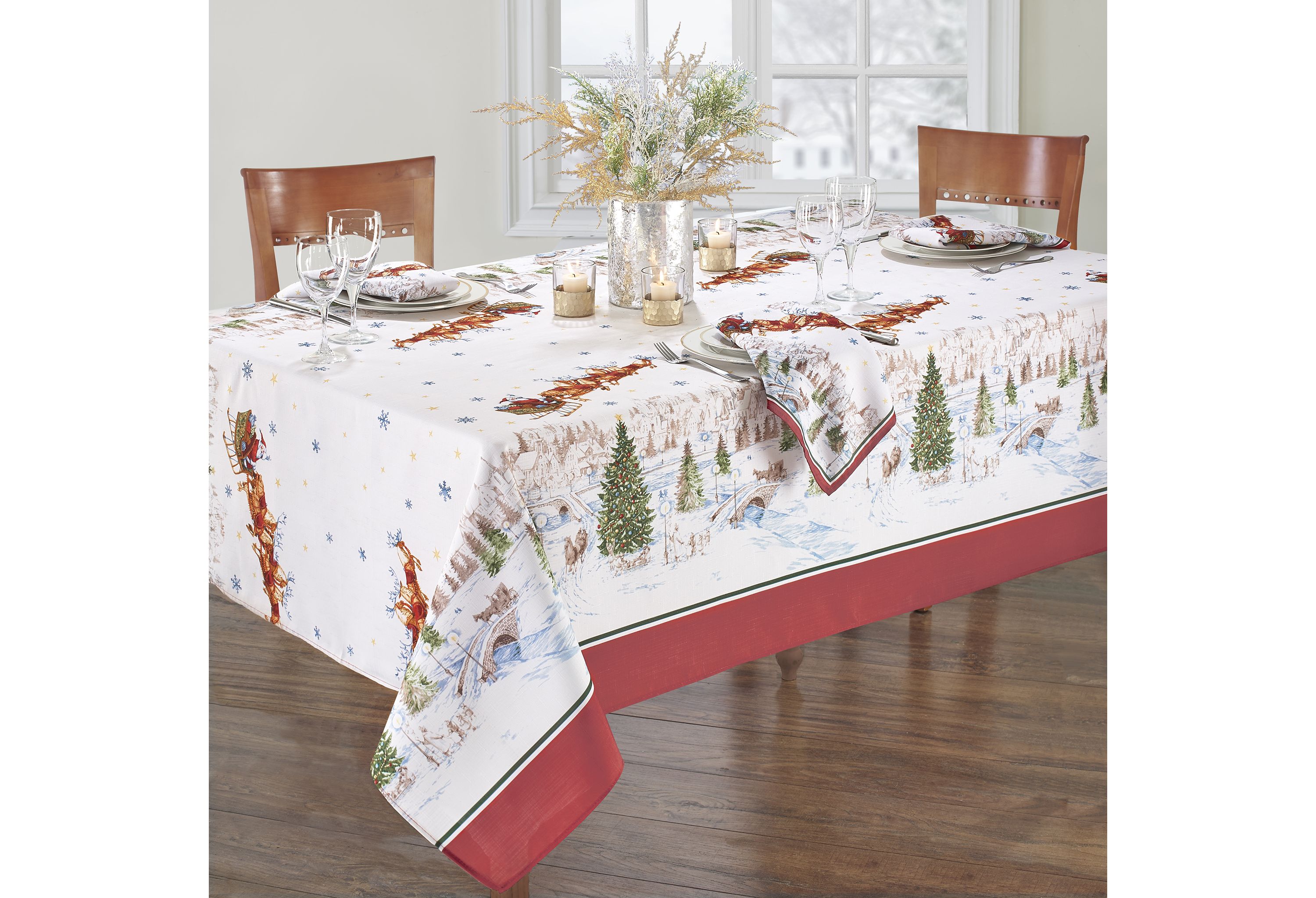 Santa’s Snowy Sleighride Rectangular Tablecloth