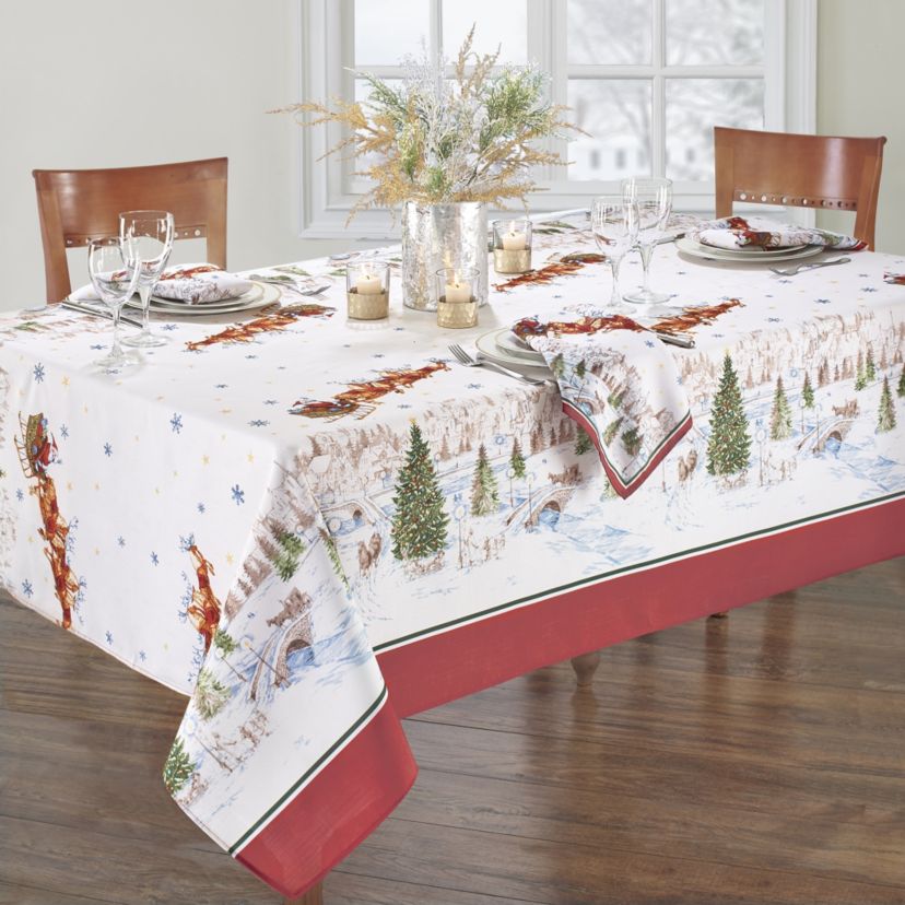 Santa’s Snowy Sleighride Rectangular Tablecloth