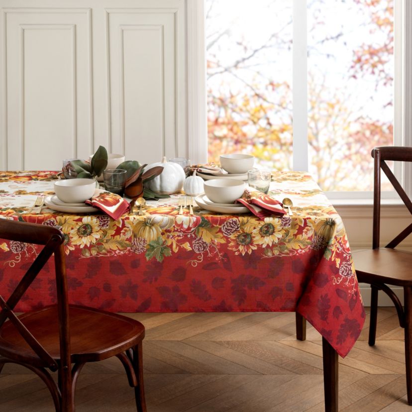 Swaying Leaves Bordered Fall Tablecloth - Rectanlgle/Square