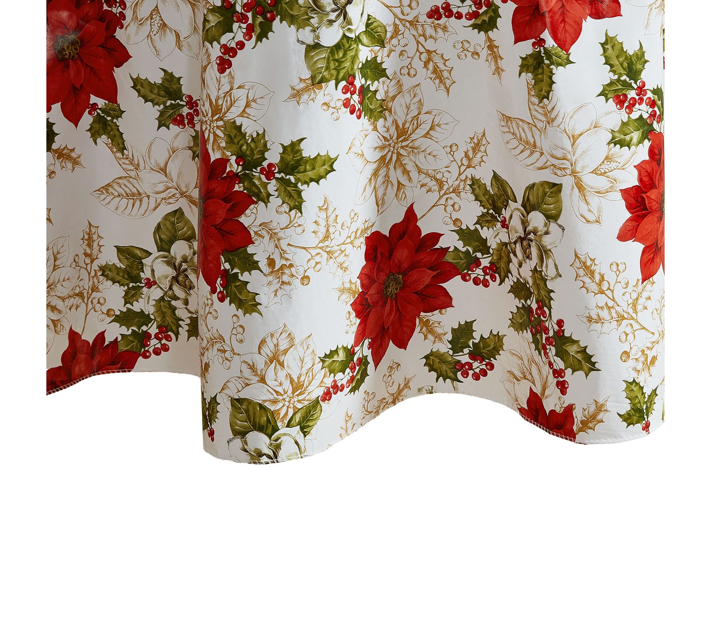 Poinsettia Grace Vinyl Tablecloth