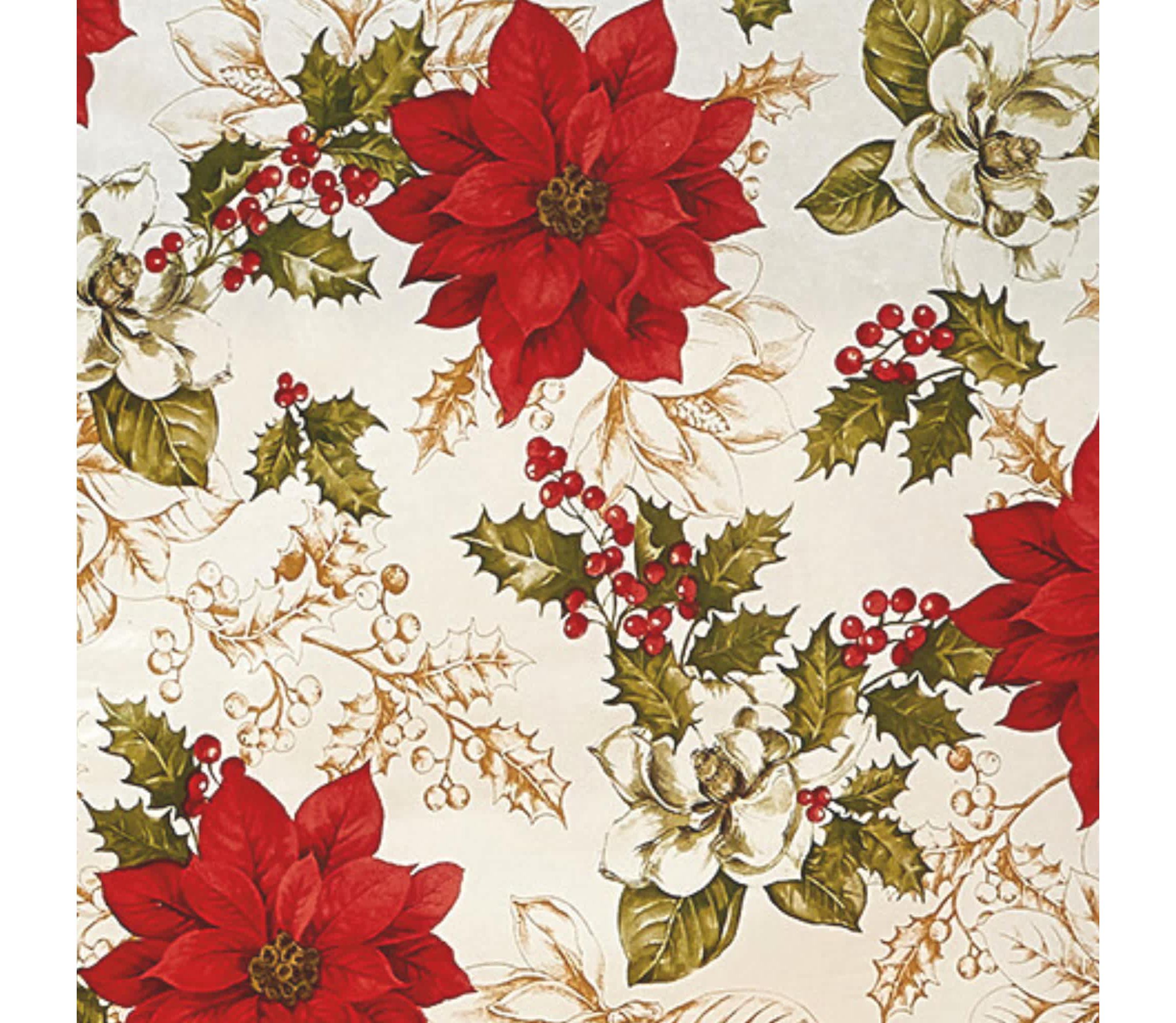 Poinsettia Grace Vinyl Tablecloth