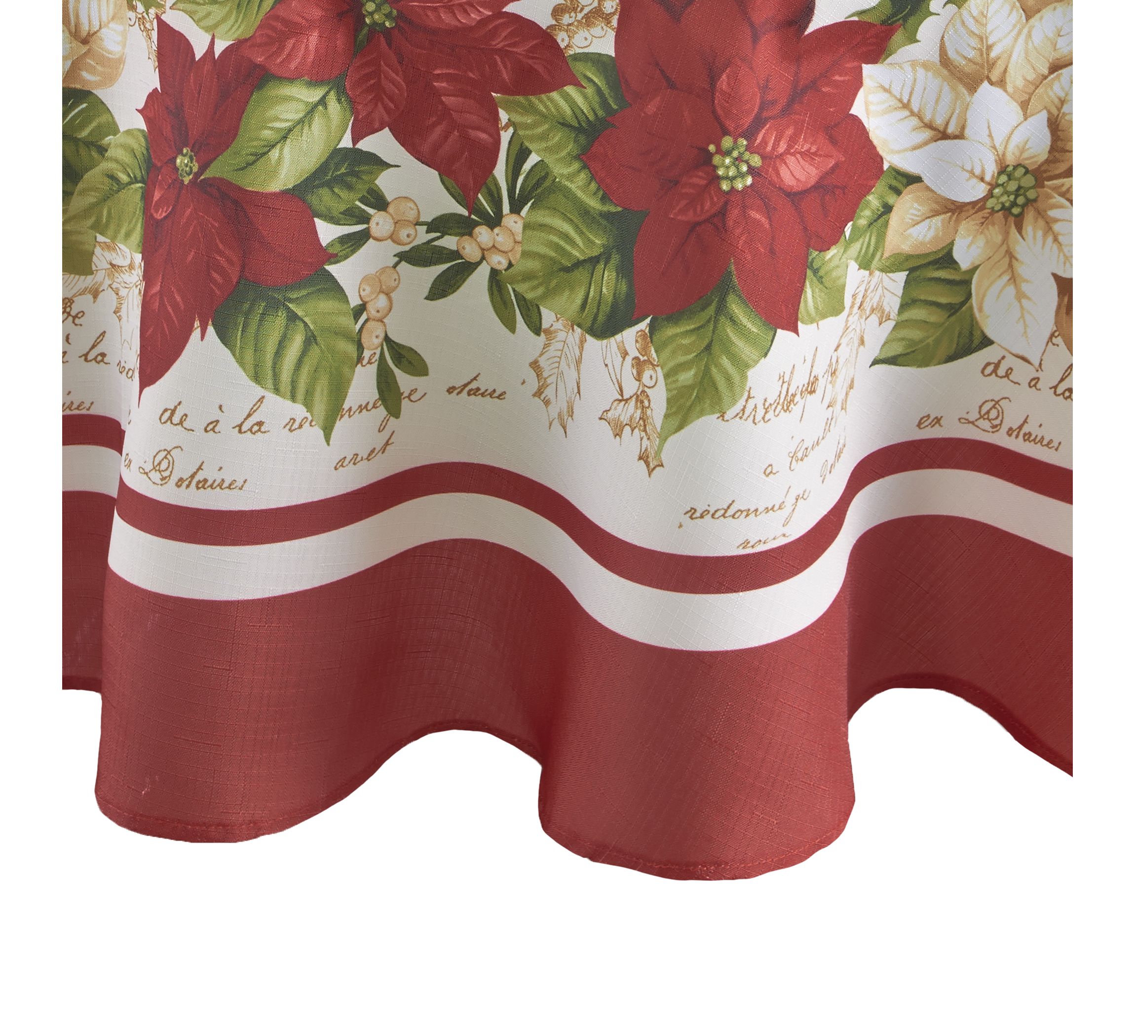 Red and White Poinsettias Tablecloth - Round/Oval