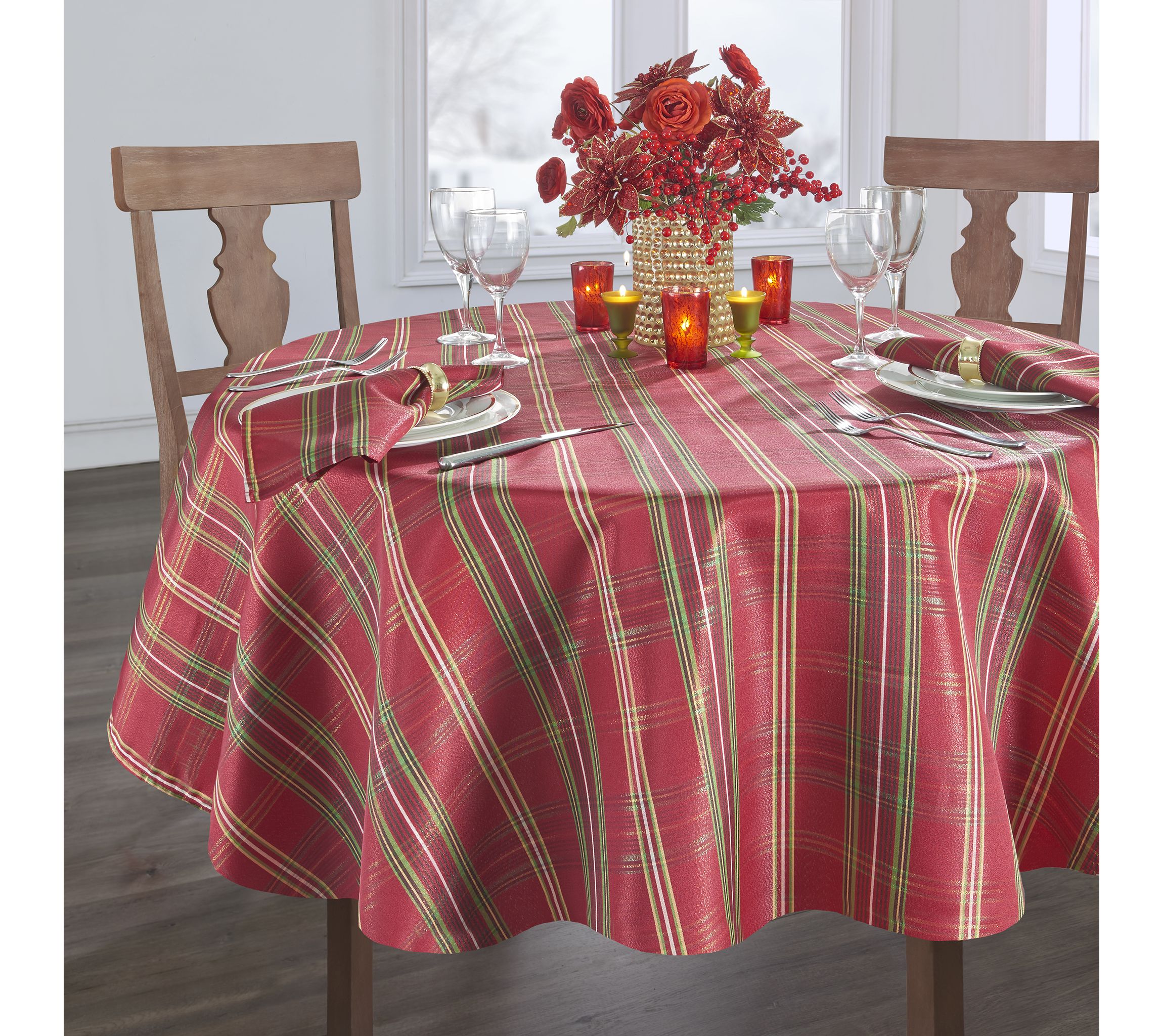 Shimmering Plaid Tablecloth - Round/Oval