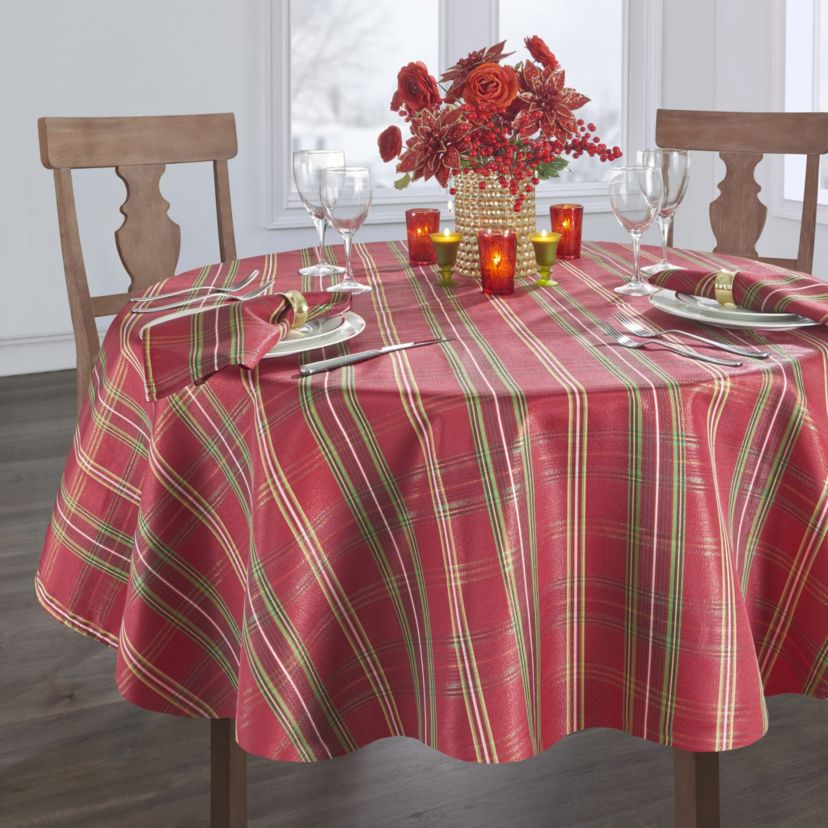 Shimmering Plaid Tablecloth - Round/Oval