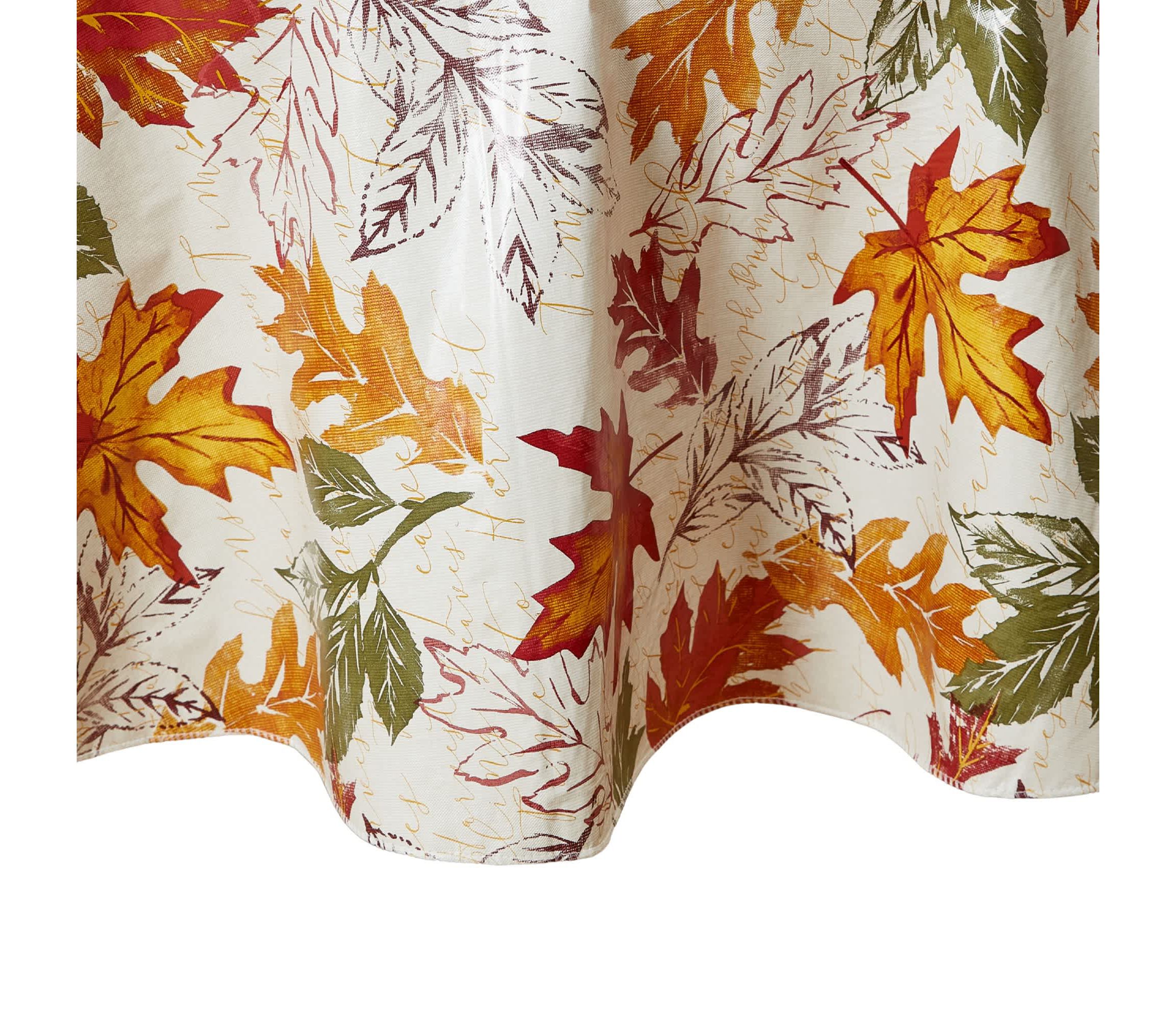 Vintage Leaves Vinyl Tablecloth - Round/Oval