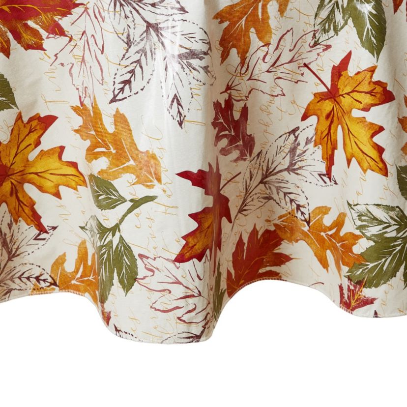Vintage Leaves Vinyl Tablecloth - Round/Oval