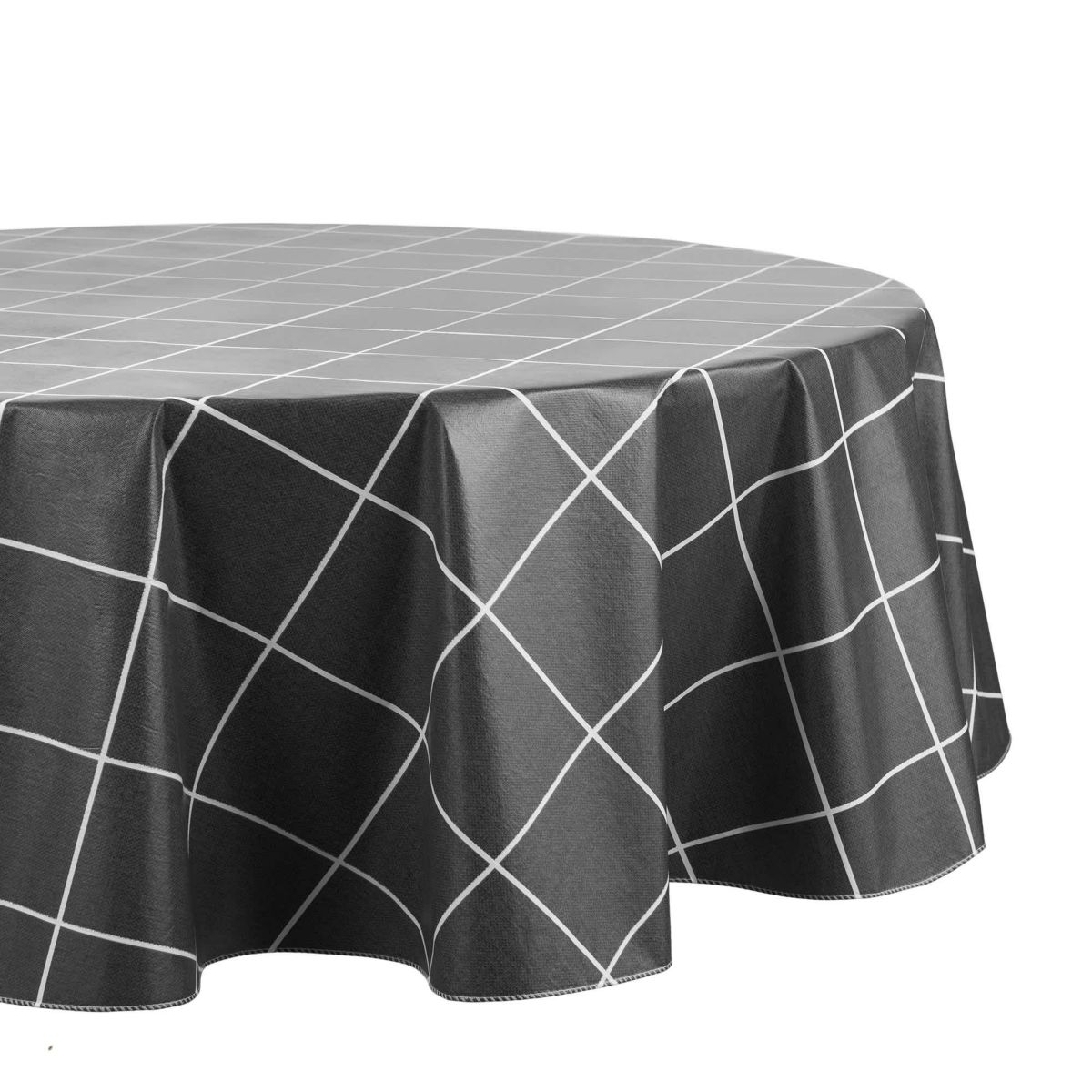 Windowpane Plaid Grid Printed Vinyl Indoor/Outdoor Tablecloth - Round/Oval