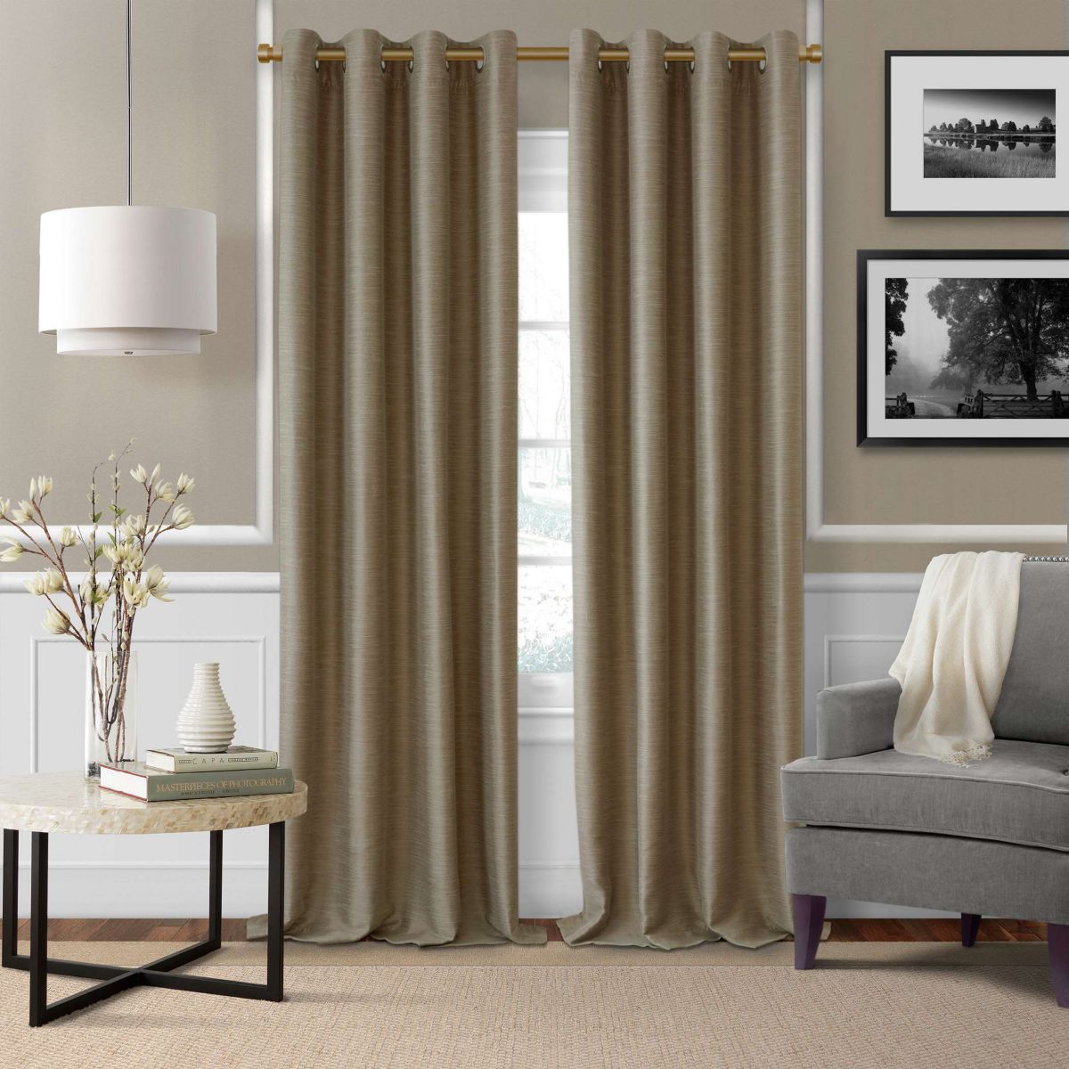 Serena Single Curtain Rod with Contemporary Cap Finial