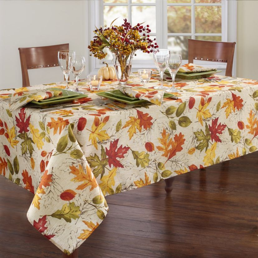 Autumn Leaves Fall Printed Tablecloth - Rectangle/Square