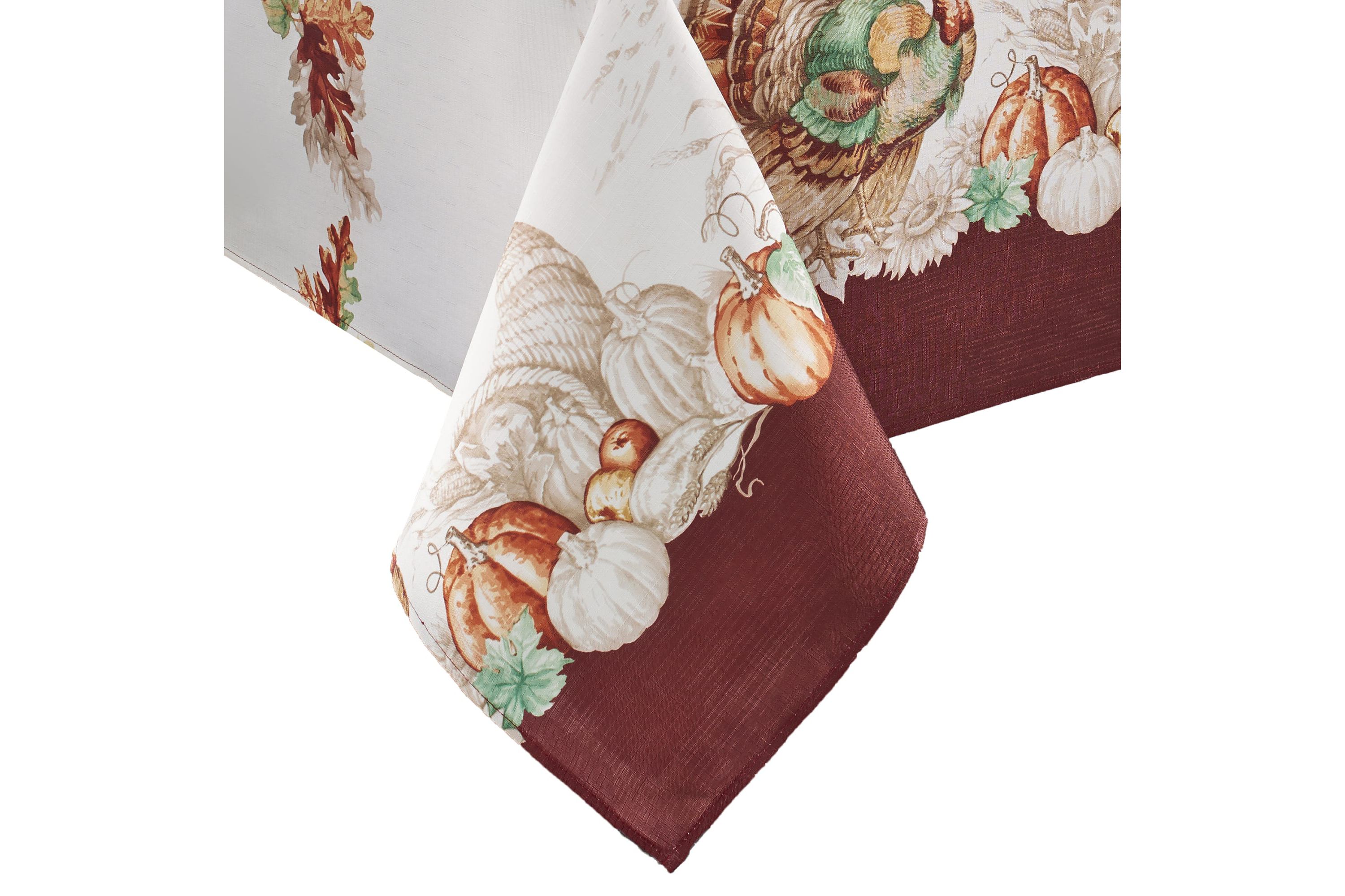 Holiday Turkey Bordered Fall Tablecloth - Rectangle/Square