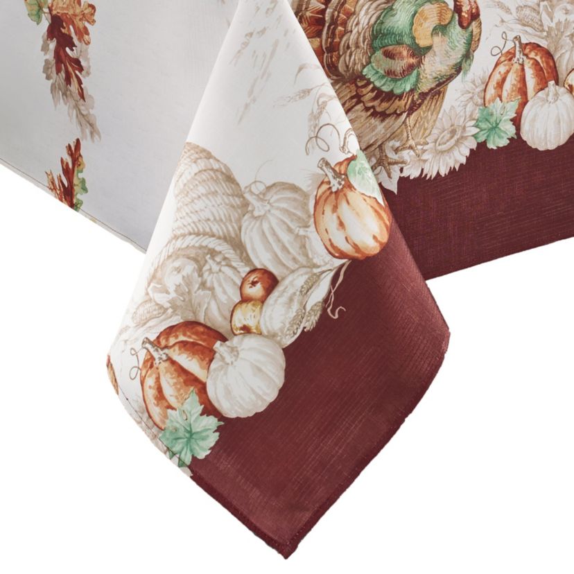 Holiday Turkey Bordered Fall Tablecloth - Rectangle/Square
