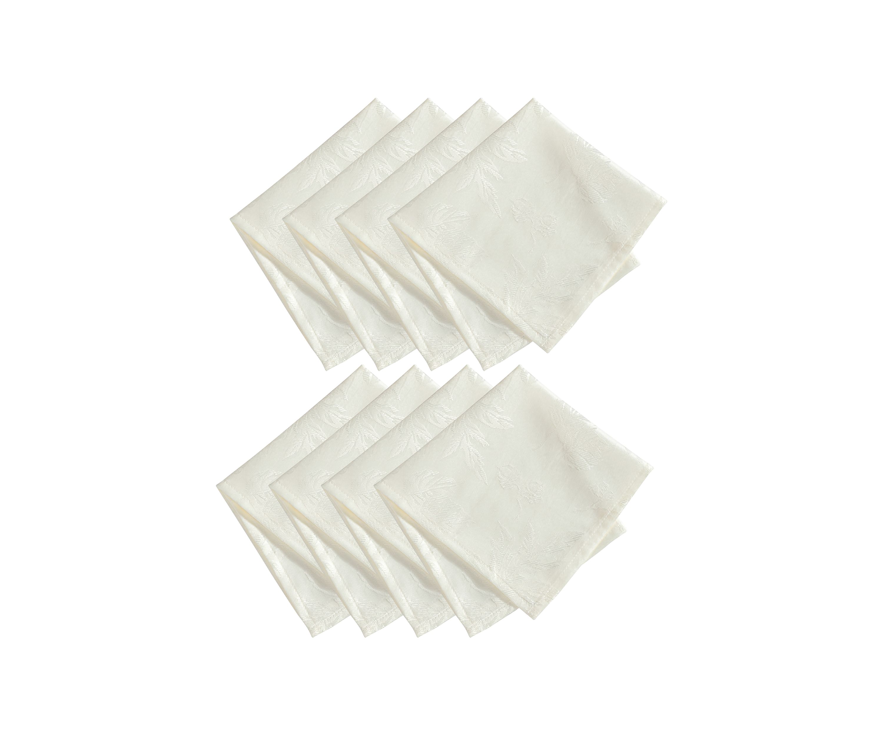 Elegant Woven Leaves Jacquard Damask Napkin, Set of 8