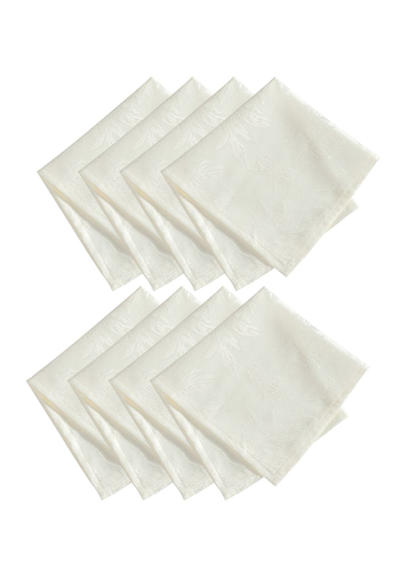 Elegant Woven Leaves Jacquard Damask Napkin, Set of 8
