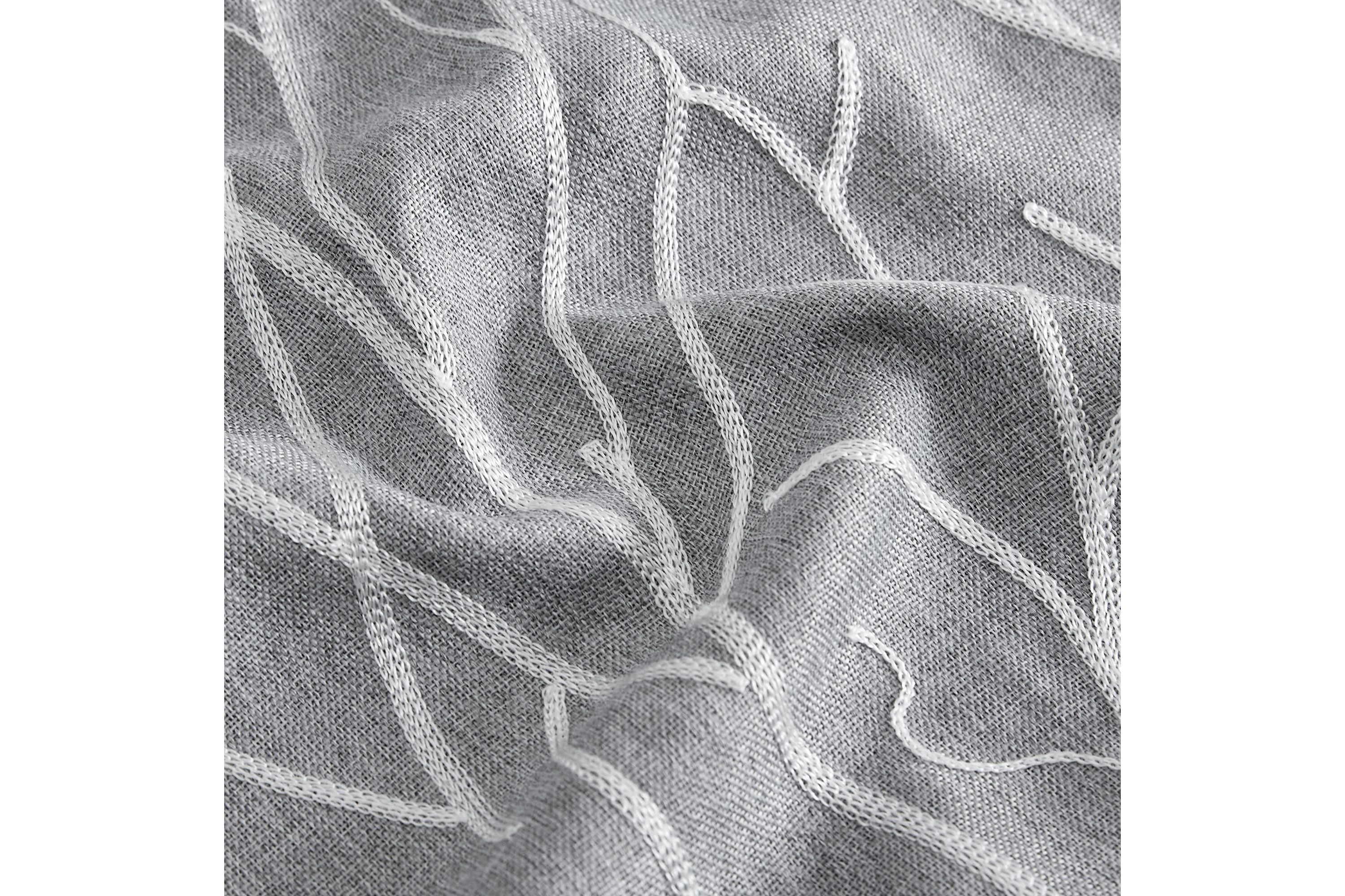 Sterling Branch Motif Embroidered Blackout Window Curtain Panel, Set of 2
