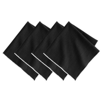 Villeroy & Boch Villeroy and Boch Manufacture Rock Merrow Stitch Cotton Napkin, Set of 4, Black