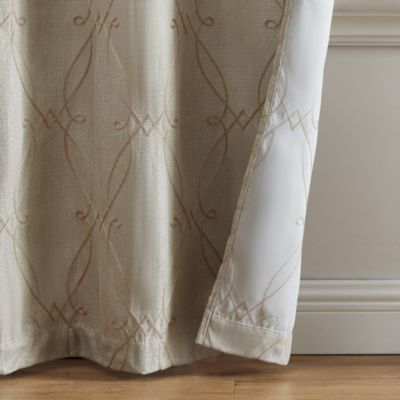 Palmetto Lattice Embroidered Blackout Window Curtain Panel, Set of 2