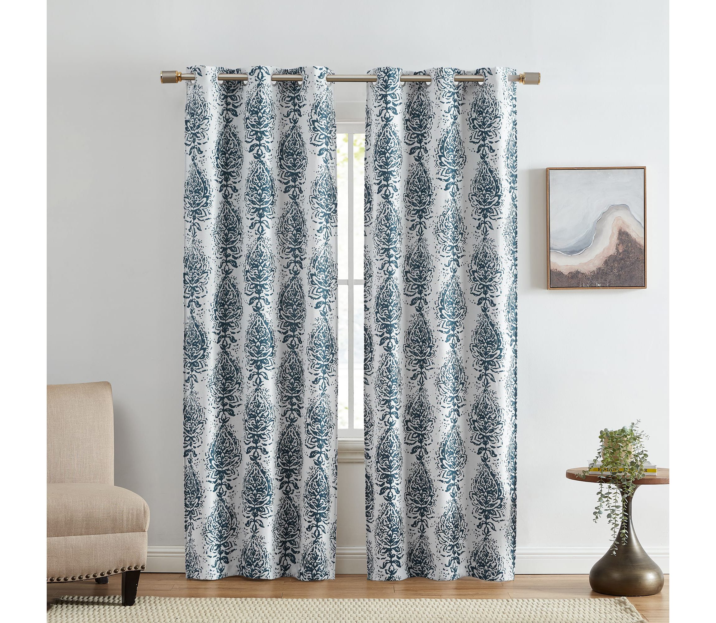 Raja Boho Print Blackout Window Curtain Panel, Set of 2