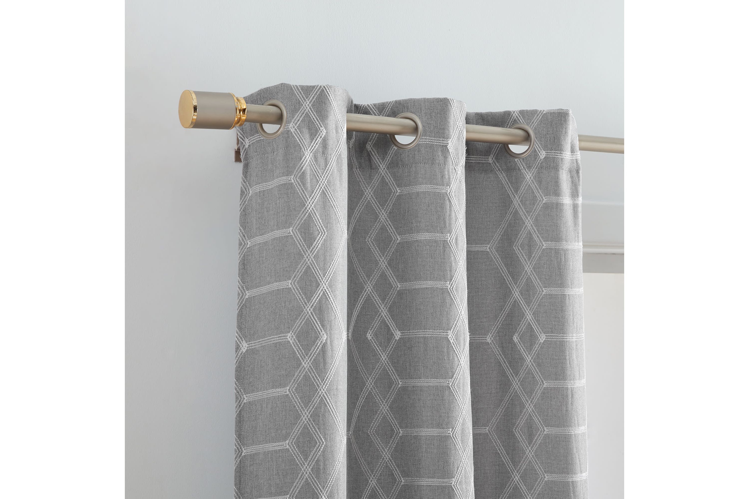 Kendal Geometric Embroidered Blackout Window Curtain Panel, Set of 2