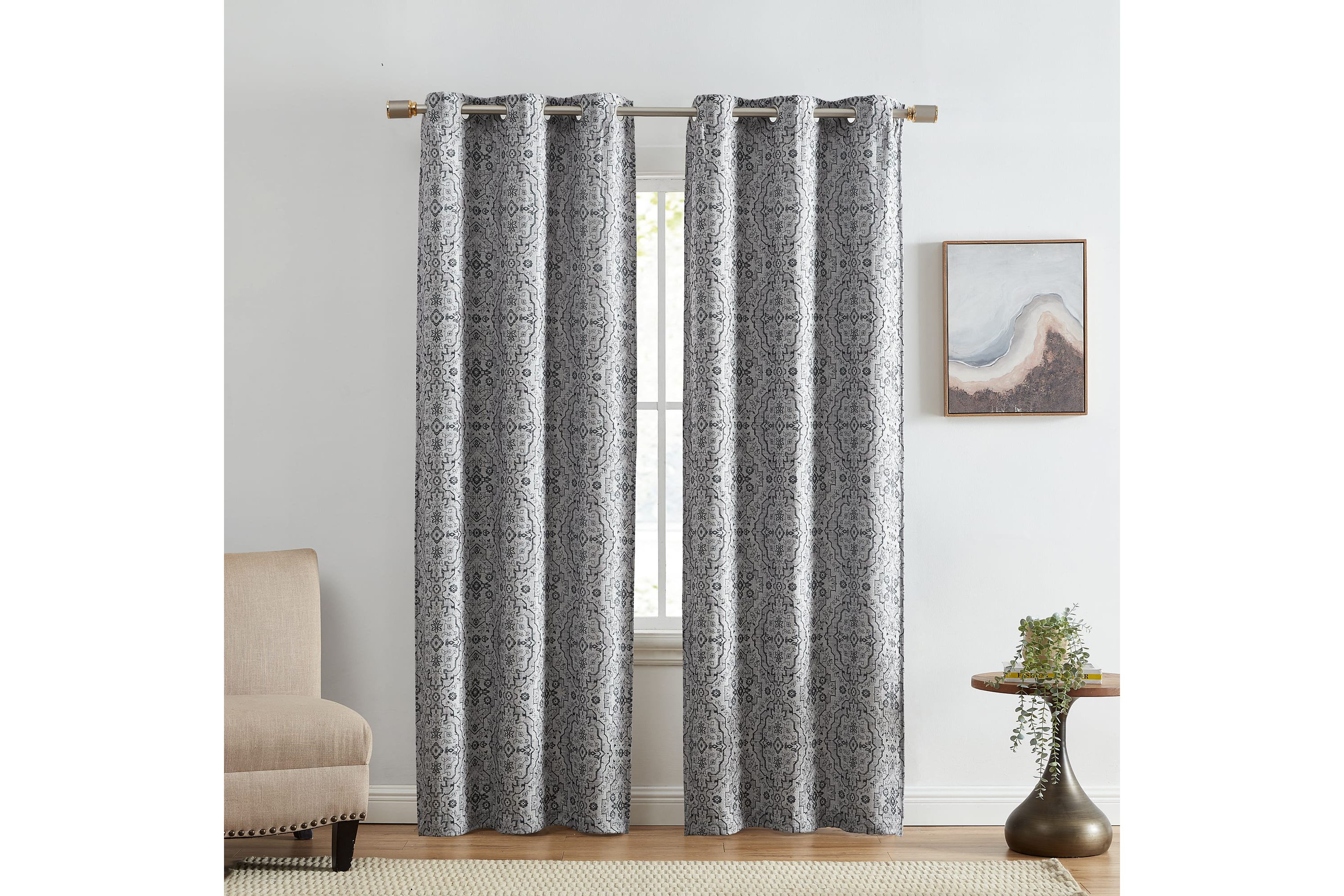 Berber Ikat Print Blackout Window Curtain Panel, Set of 2