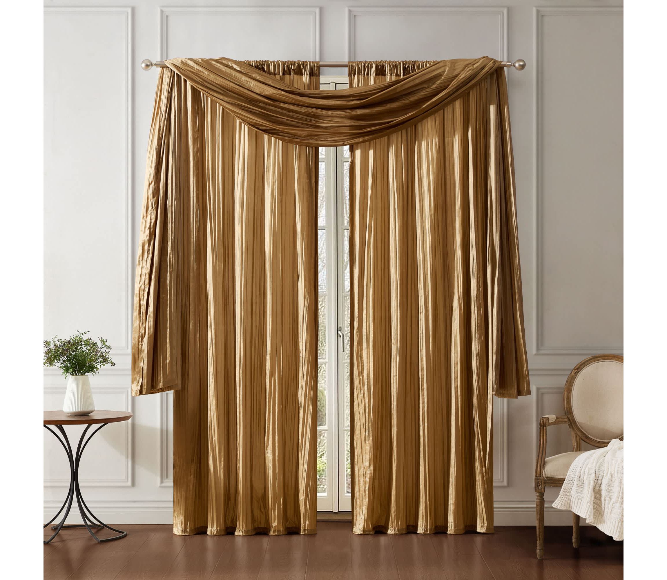 Athena Faux Silk Window Curtain and Scarf Set